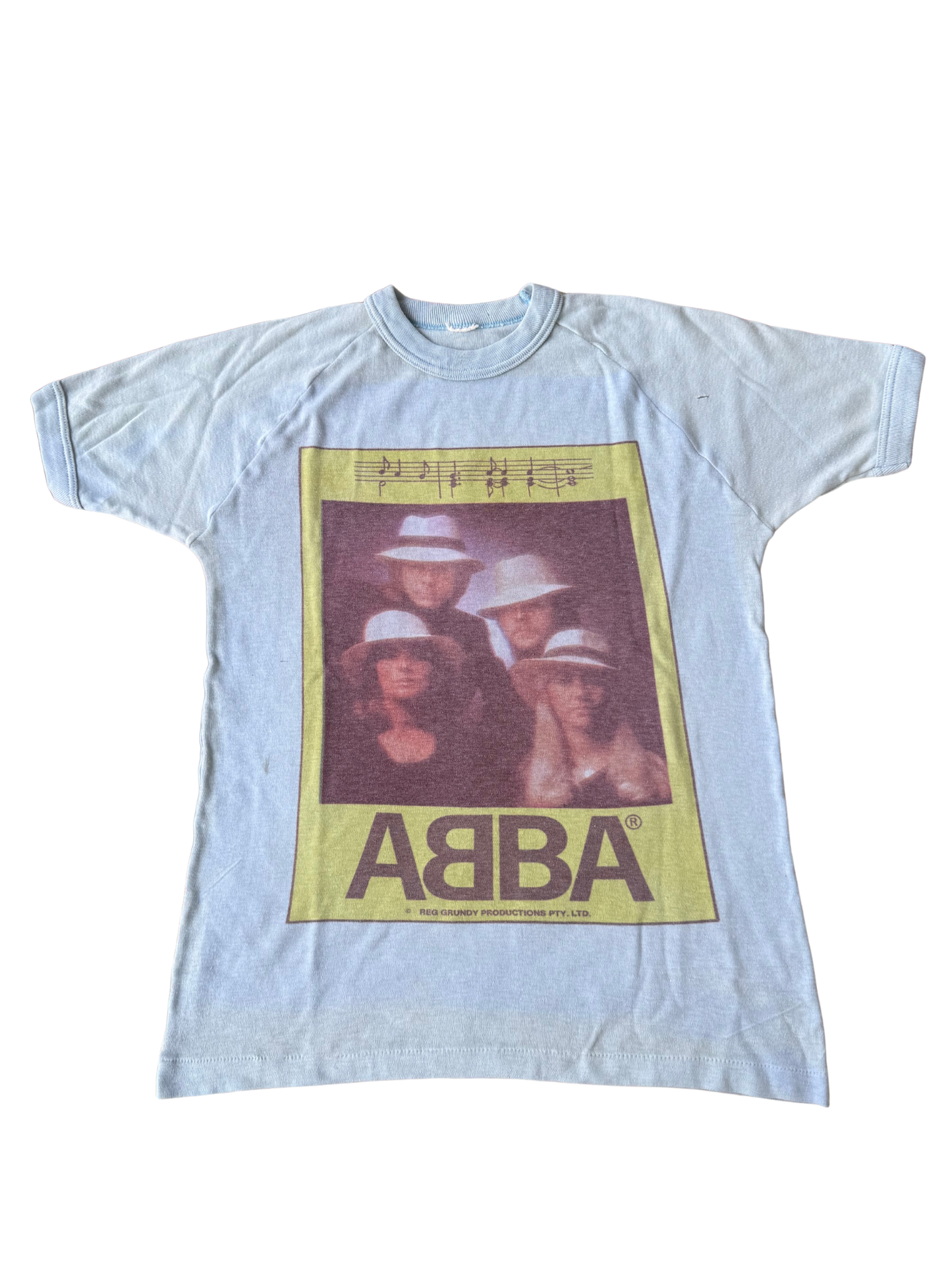 Vintage 1970s ABBA Reg Grundy Productions Raglan Kids T-Shirt RARE