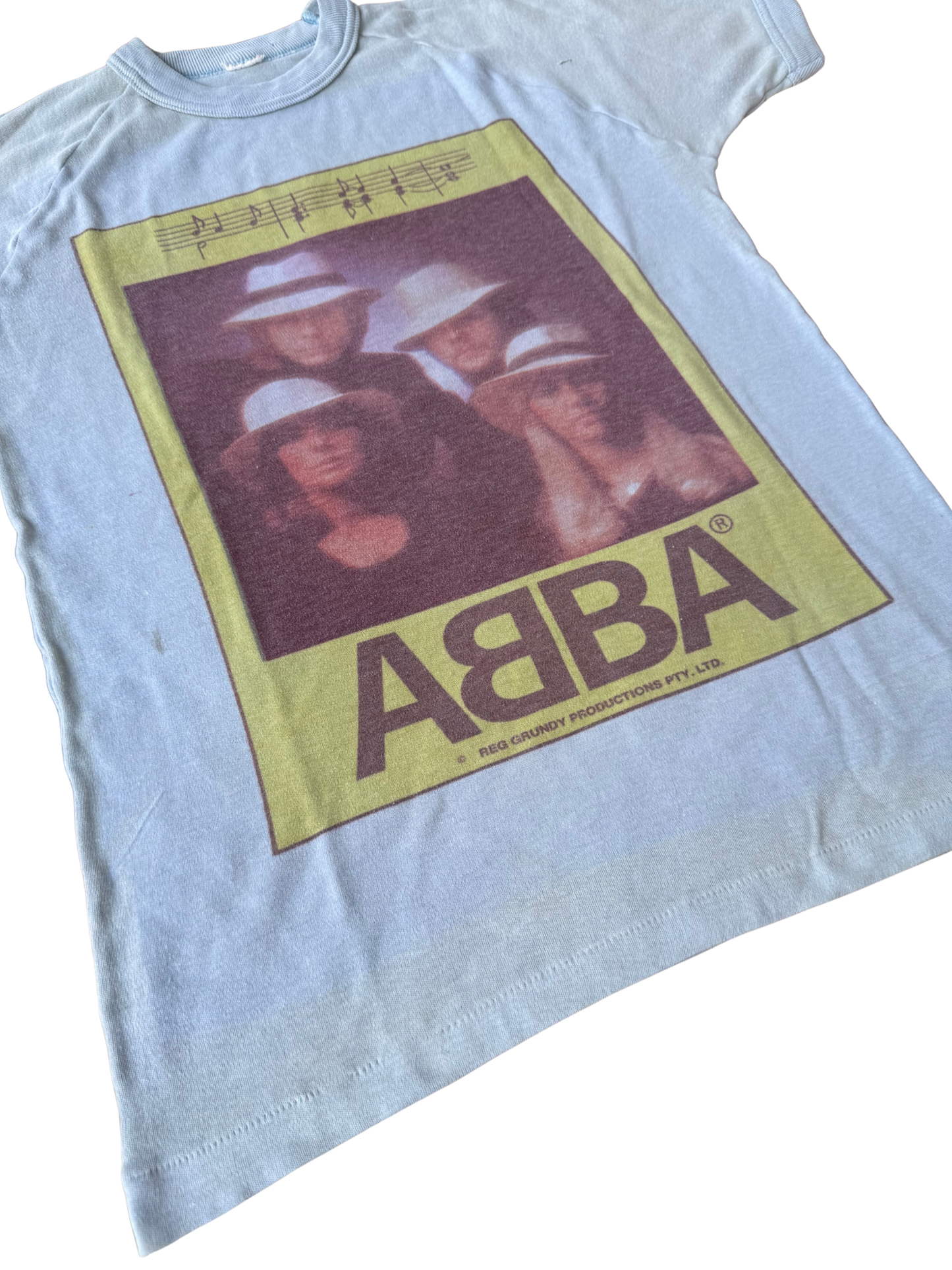 Vintage 1970s ABBA Reg Grundy Productions Raglan Kids T-Shirt RARE