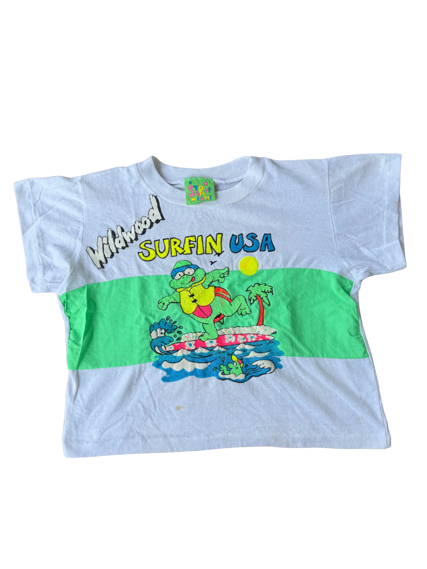 Vintage 1980s Star of Miami “Wildwood Surfin’ USA” Puff Print Kids T-Shirt