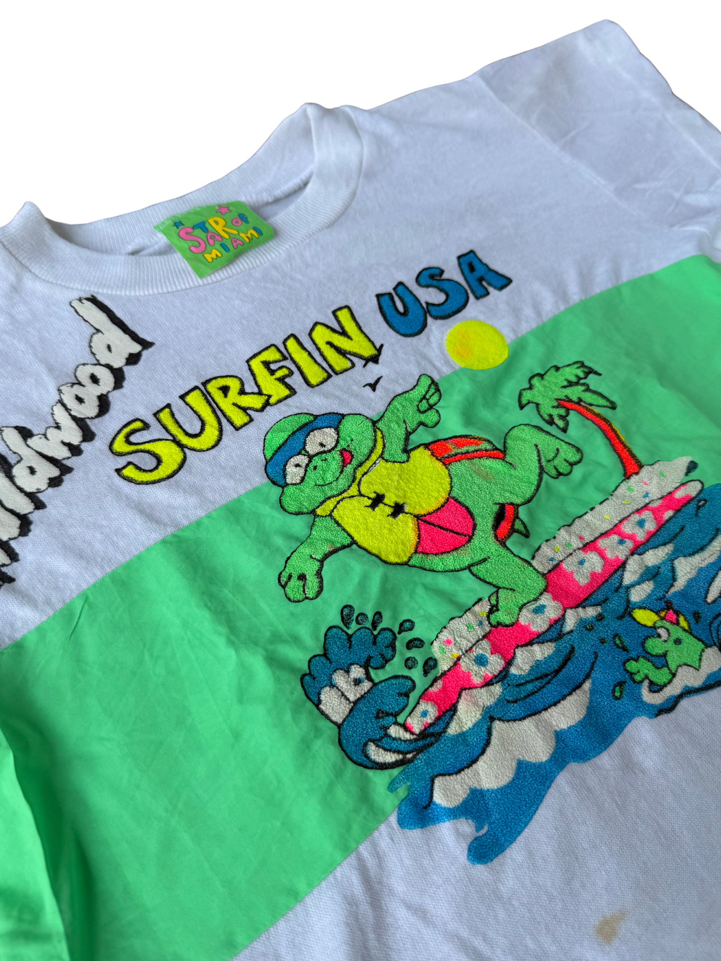 Vintage 1980s Star of Miami “Wildwood Surfin’ USA” Puff Print Kids T-Shirt