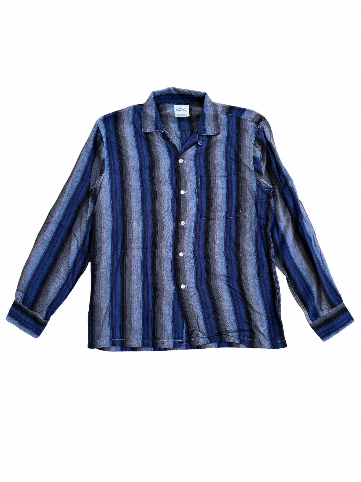 Vintage 1960s Penney’s Towncraft Shadow Stripe Rayon Shirt