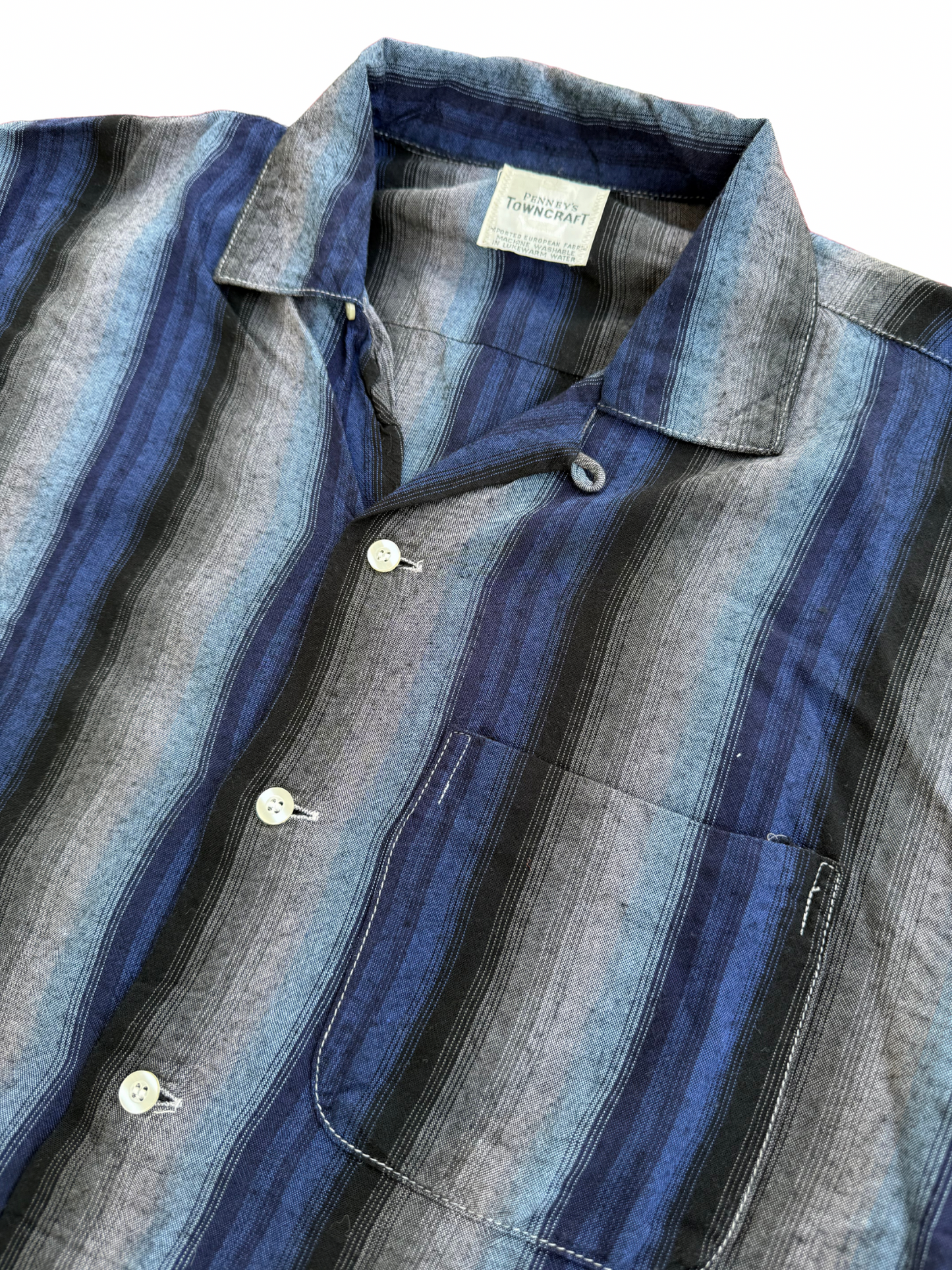 Vintage 1960s Penney’s Towncraft Shadow Stripe Rayon Shirt
