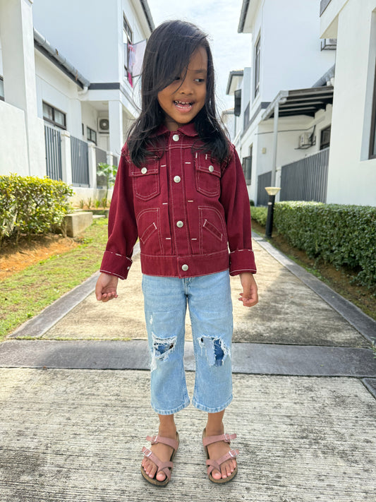 Vintage 1960s Towncraft Jr. Boys Type II Selvedge Jacket – Burgundy Denim