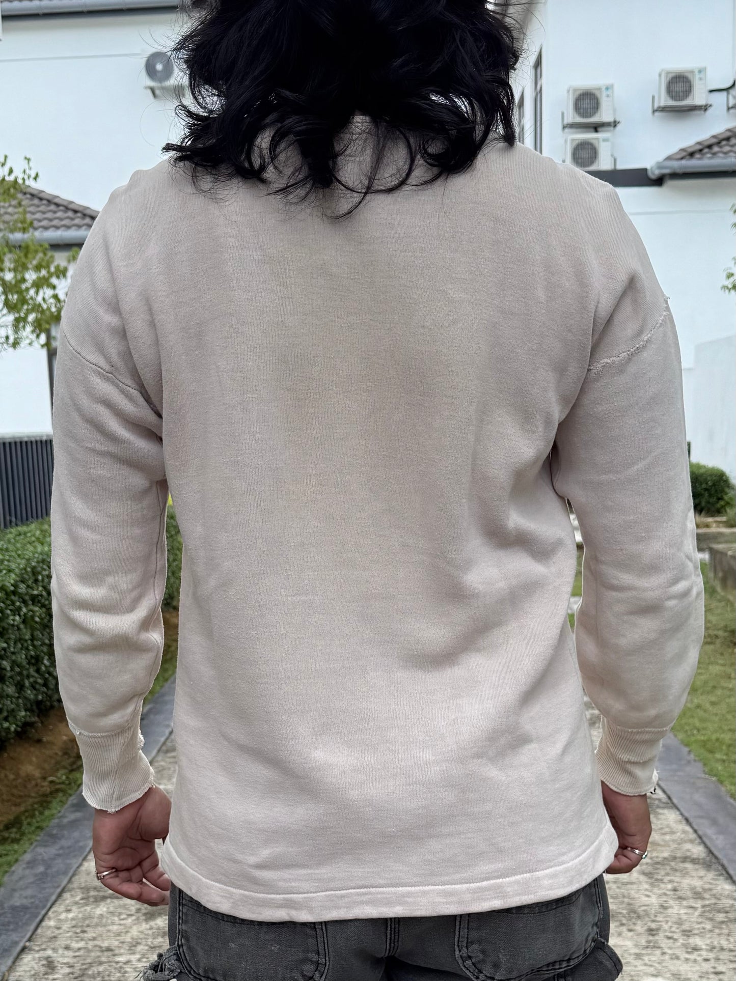 Vintage White Henley Shirt Mother of Pearl Buttons