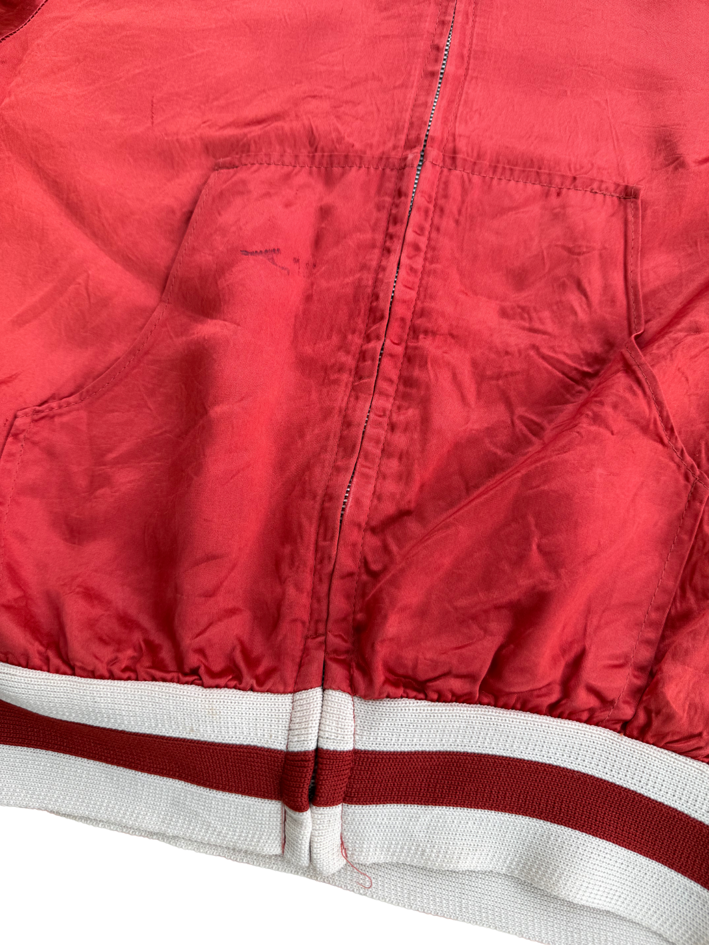 Vintage 1950s SWIFT Zip Red Satin Bomber Jacket