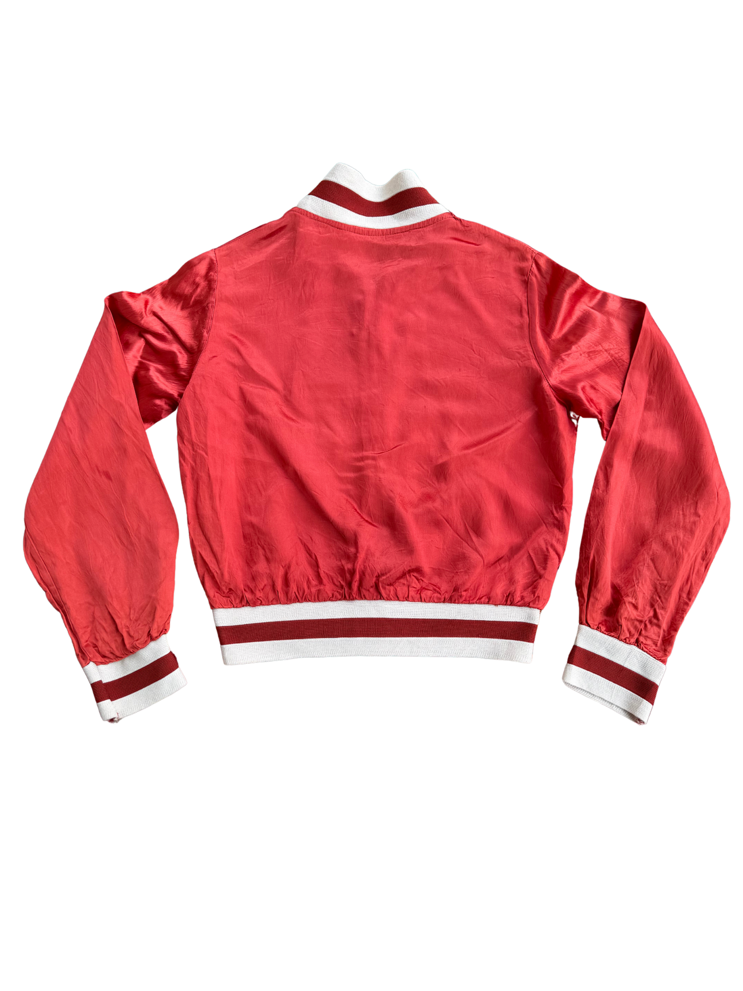 Vintage 1950s SWIFT Zip Red Satin Bomber Jacket