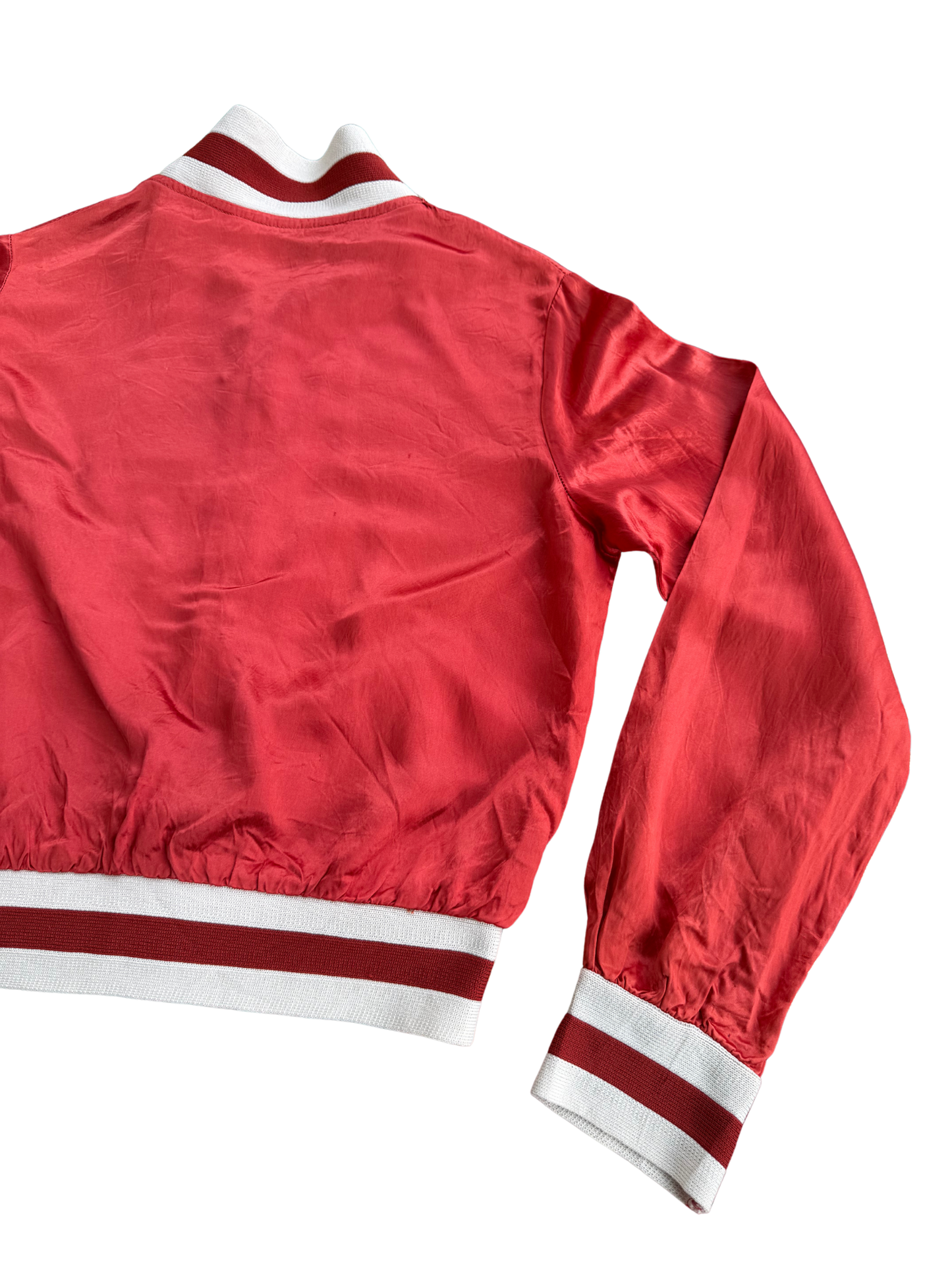Vintage 1950s SWIFT Zip Red Satin Bomber Jacket