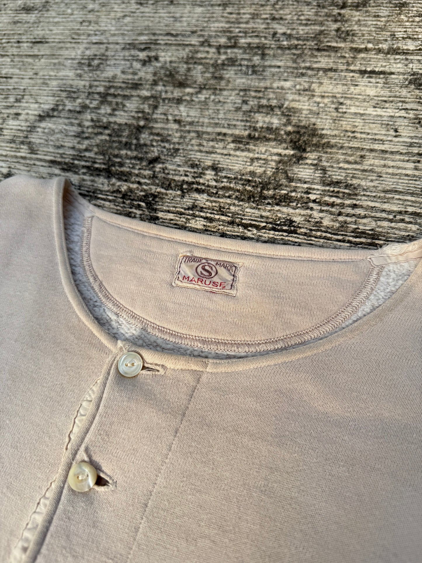 Vintage White Henley Shirt Mother of Pearl Buttons