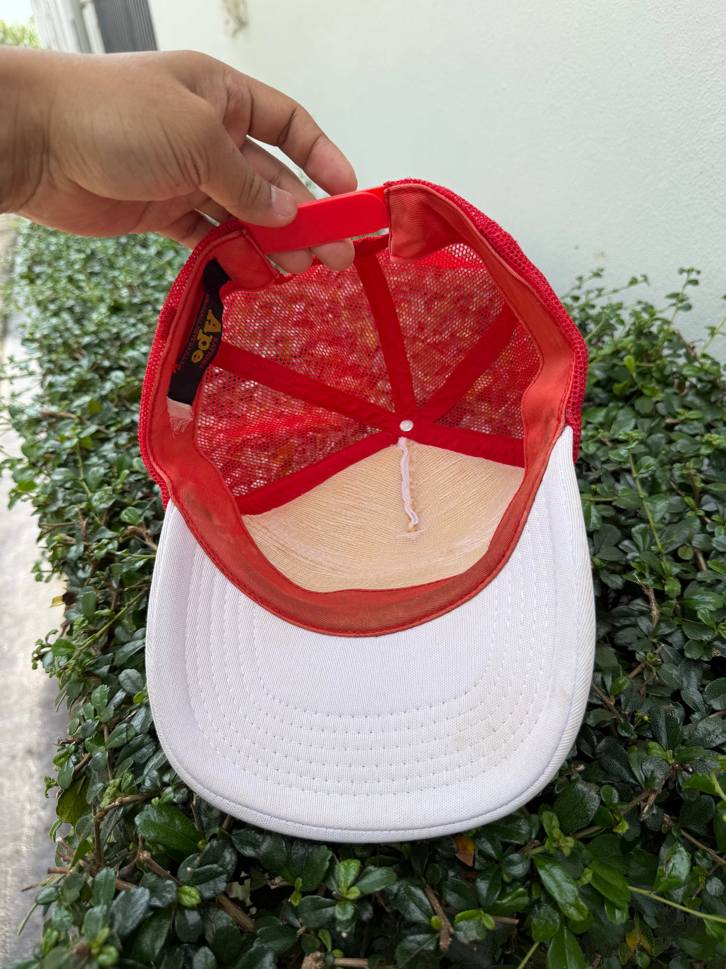 BAPE x KAWS Trucker Cap – Red/White Mesh Snapback Hat Early 2000s