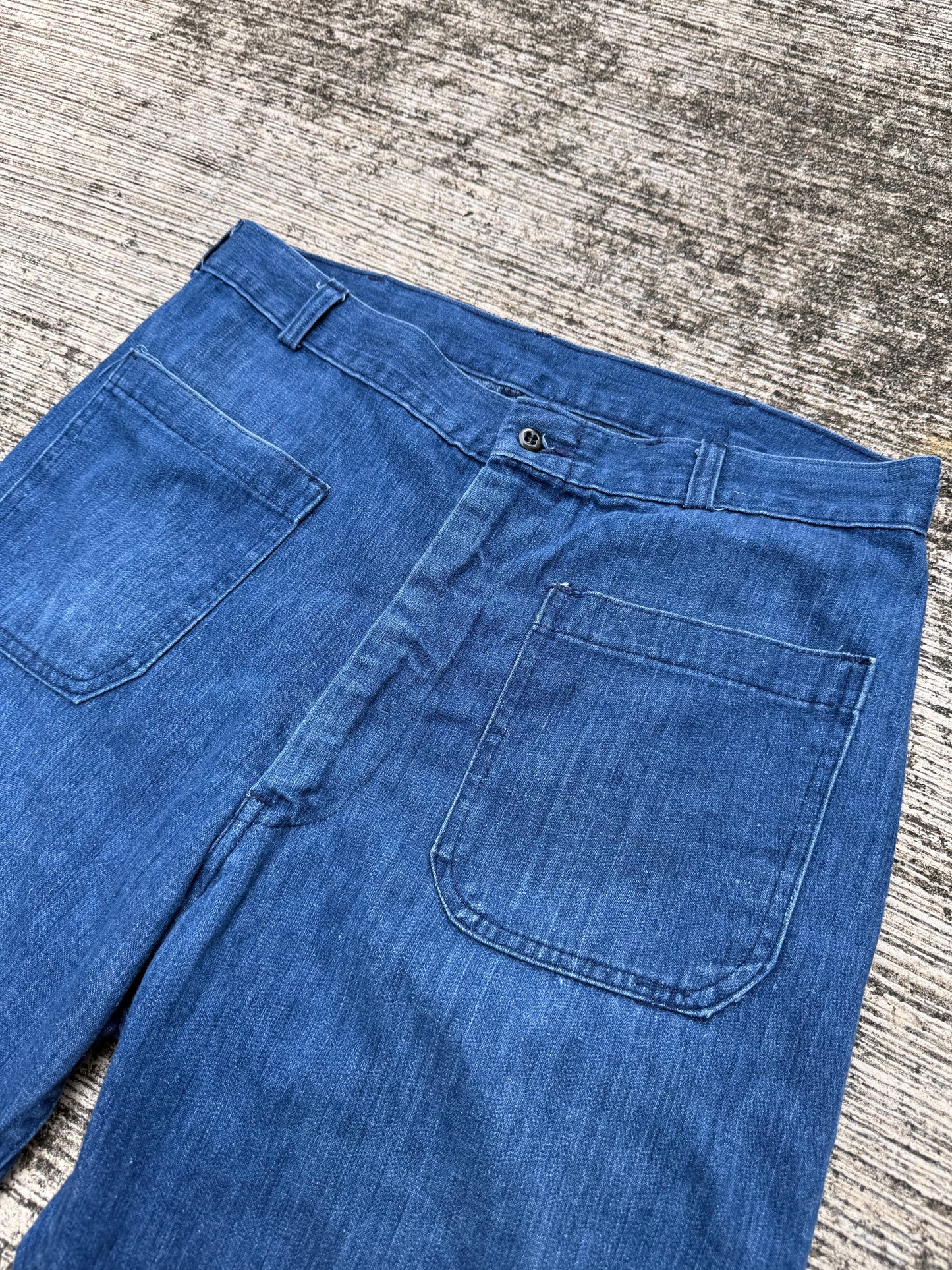 Vintage 1980s U.S. Navy Denim Utility Bell Bottom Trousers