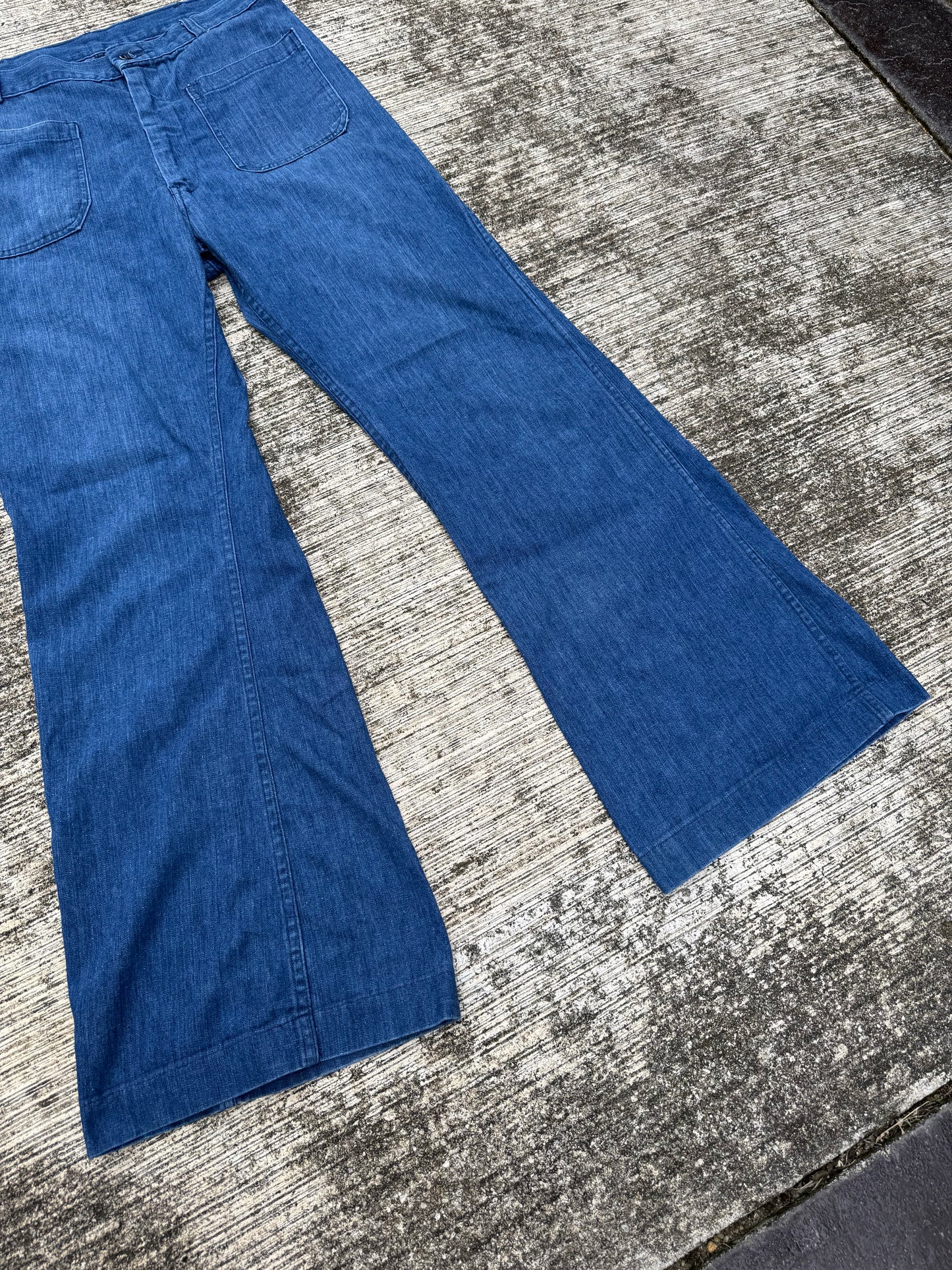 Vintage 1980s U.S. Navy Denim Utility Bell Bottom Trousers