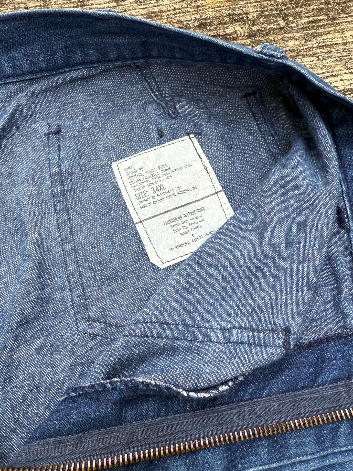 Vintage 1980s U.S. Navy Denim Utility Bell Bottom Trousers