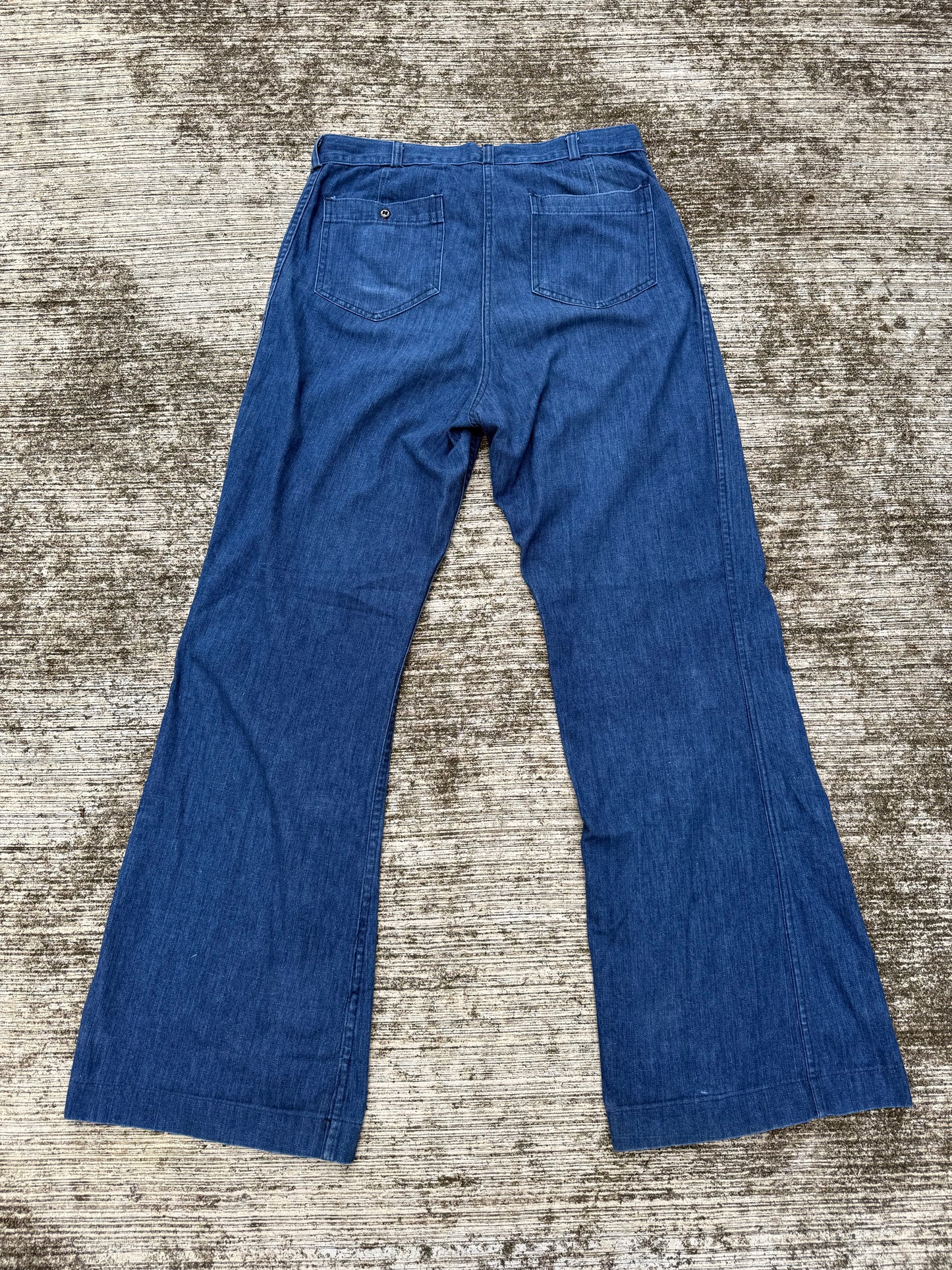 Vintage 1980s U.S. Navy Denim Utility Bell Bottom Trousers