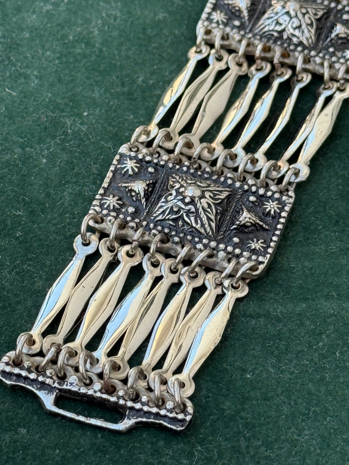 Vintage Mexican Sterling Silver Taxco Panel Bracelet