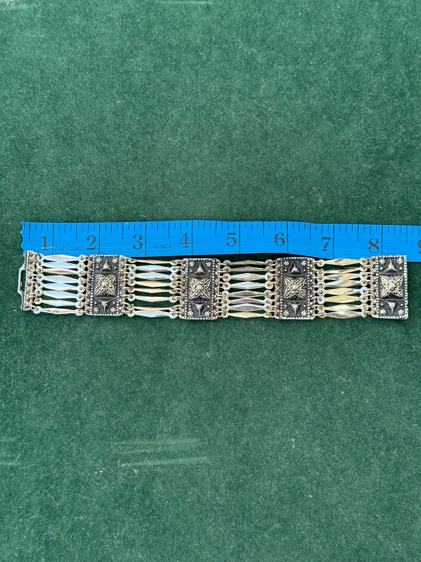 Vintage Mexican Sterling Silver Taxco Panel Bracelet