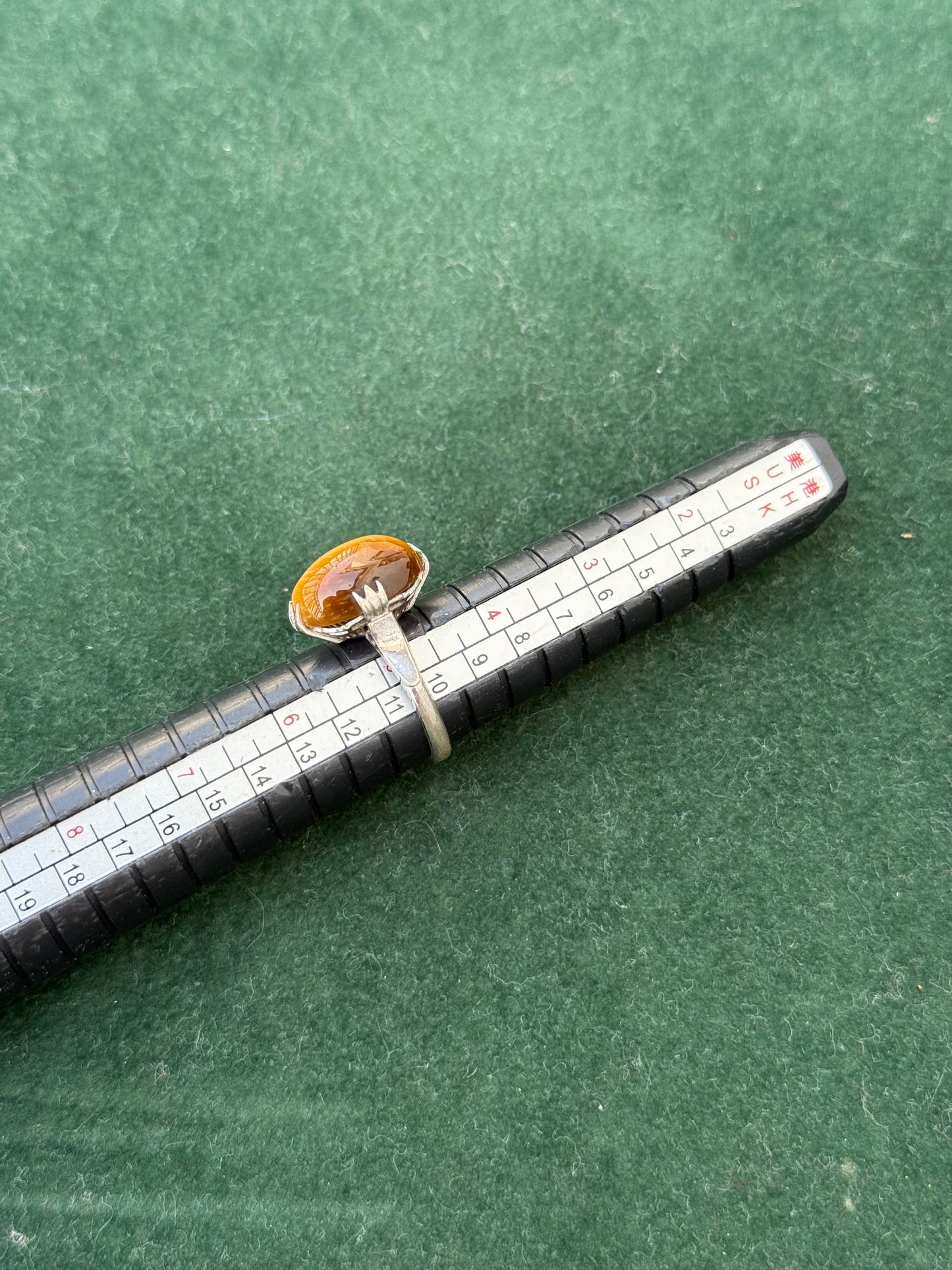 Vintage Sterling Silver Ring with Amber-Style Cabochon
