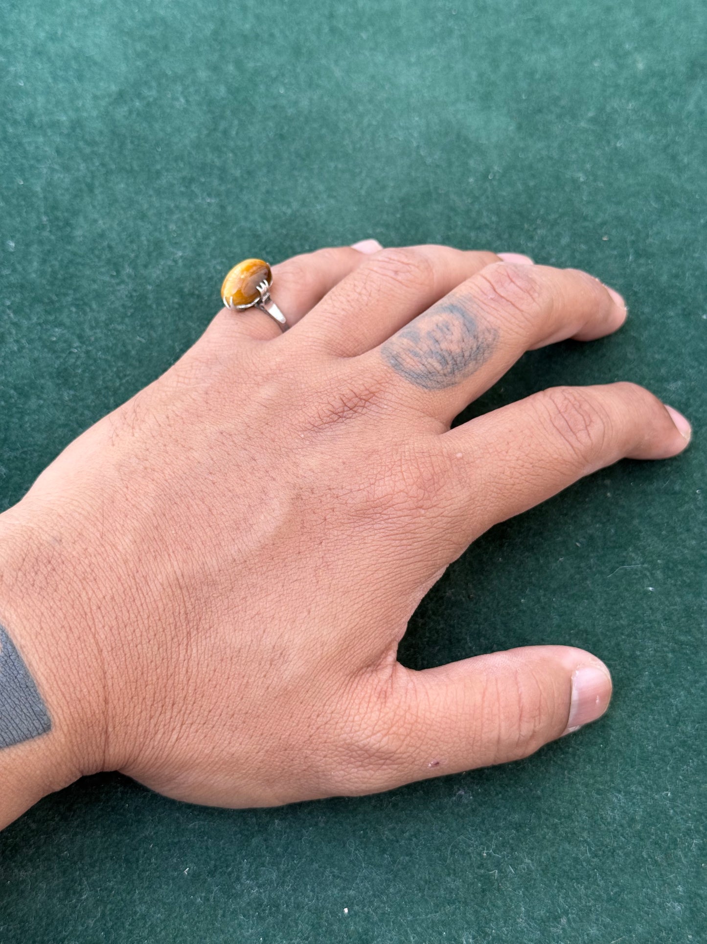 Vintage Sterling Silver Ring with Amber-Style Cabochon