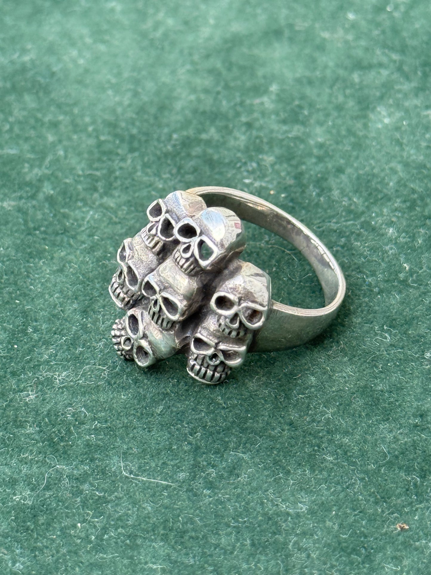 Vintage Sterling Silver 925 Multi Skull Ring – Gothic Biker Punk Jewelry