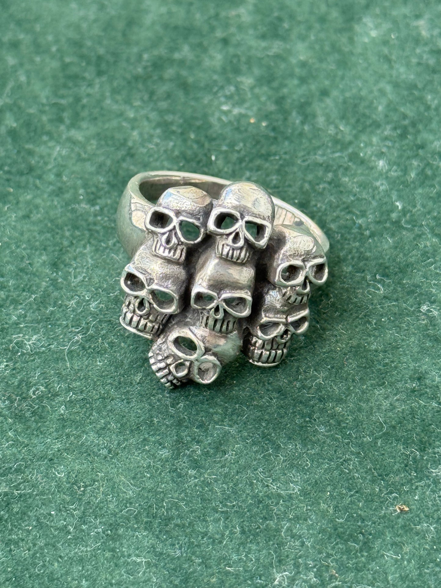 Vintage Sterling Silver 925 Multi Skull Ring – Gothic Biker Punk Jewelry