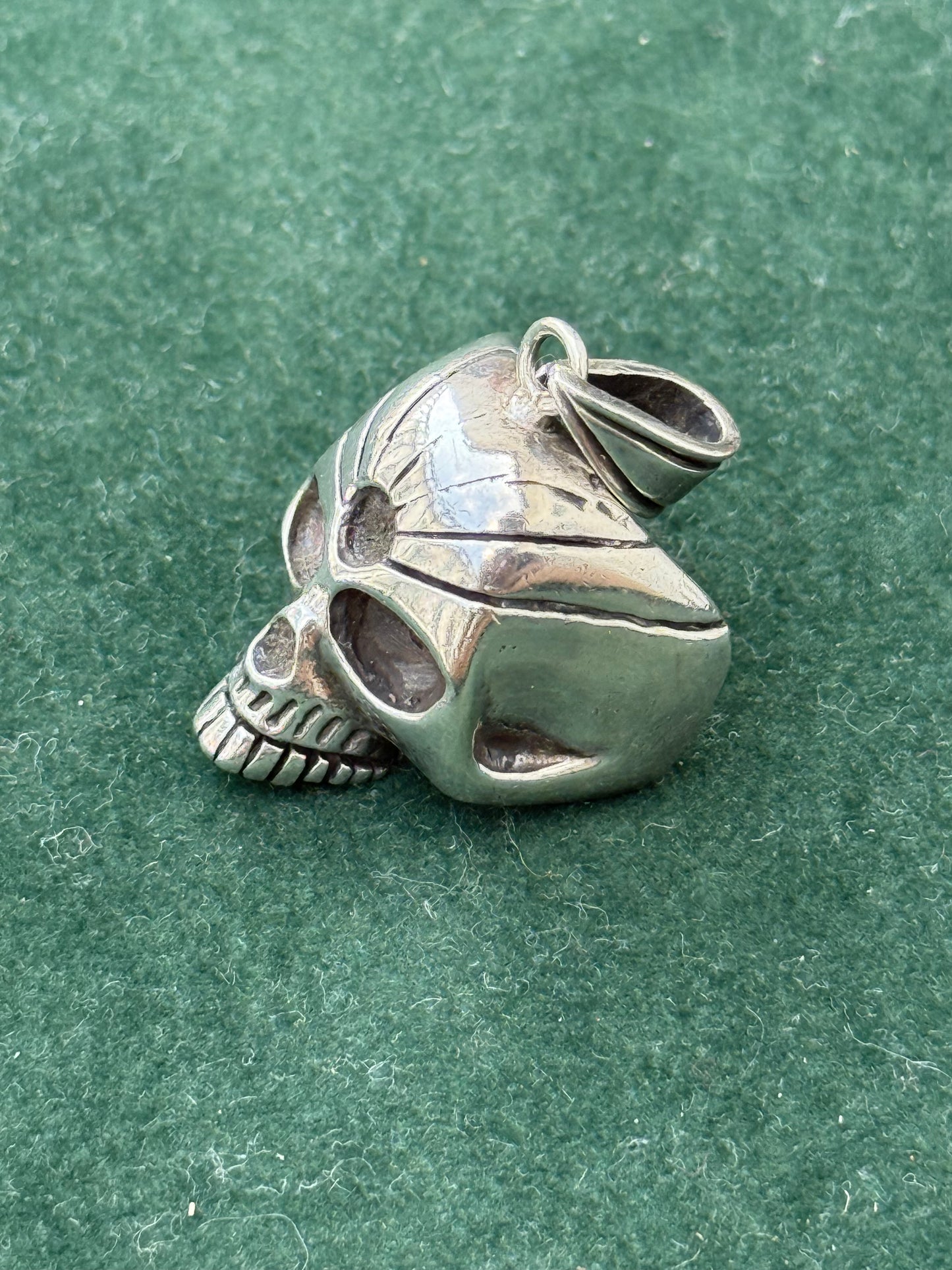Vintage Sterling Silver Skull Pendant Gothic Biker Style