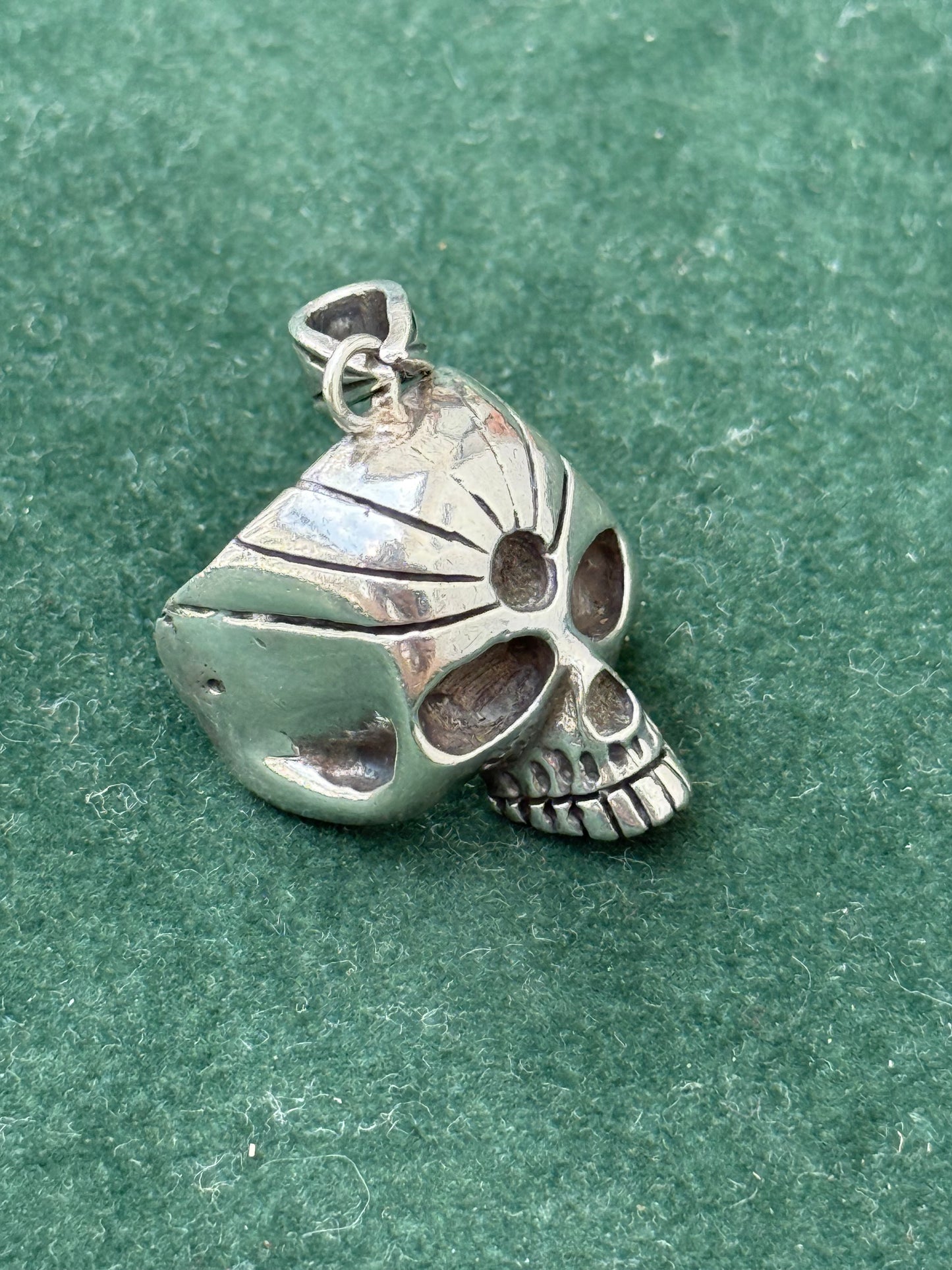 Vintage Sterling Silver Skull Pendant Gothic Biker Style