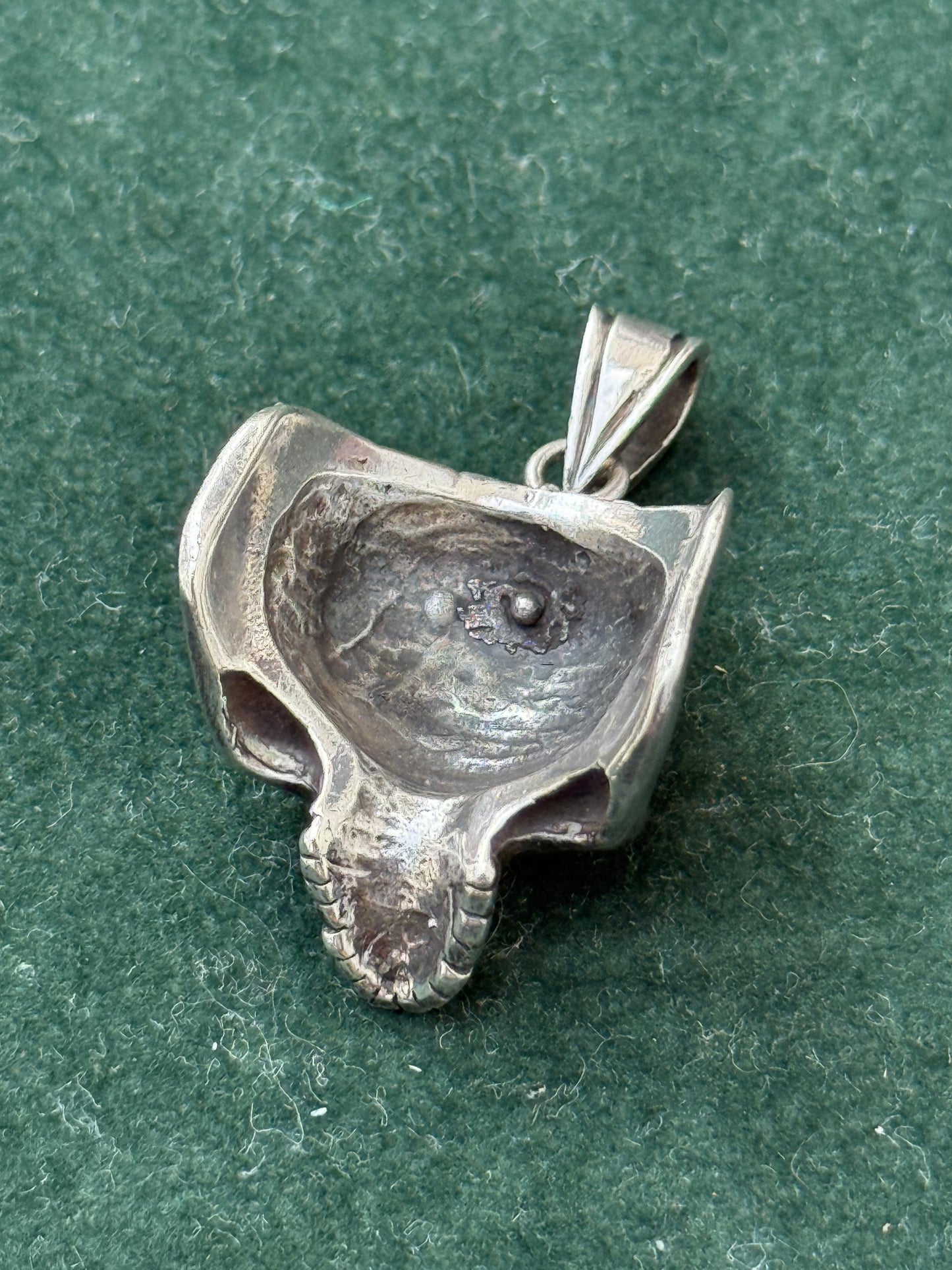 Vintage Sterling Silver Skull Pendant Gothic Biker Style