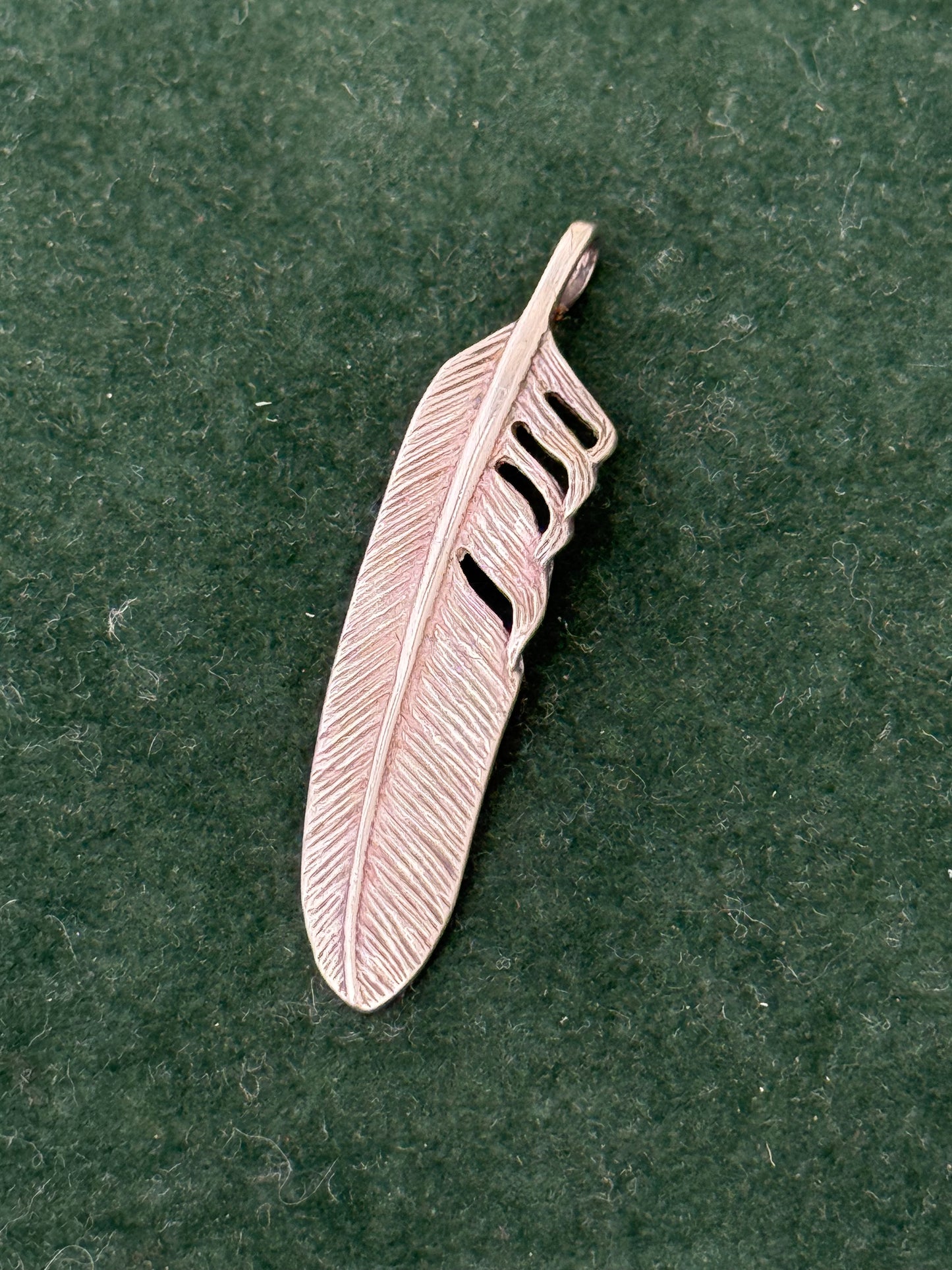 Sterling Silver Feather Pendant Necklace Charm 925