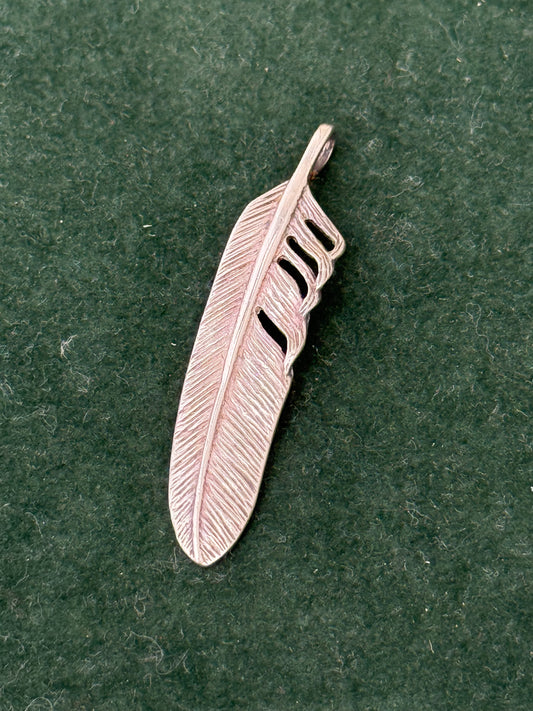 Sterling Silver Feather Pendant Necklace Charm 925