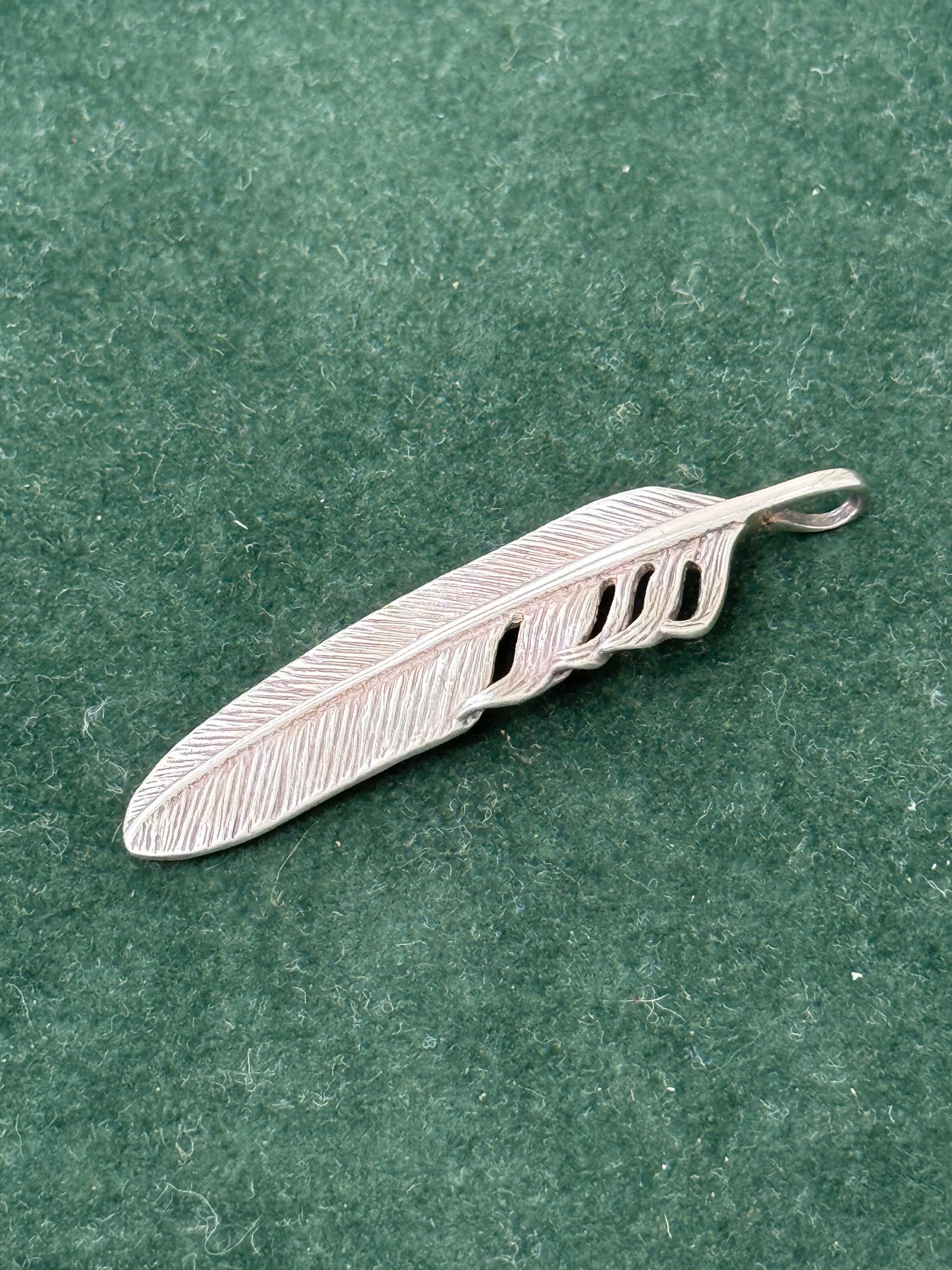 Sterling Silver Feather Pendant Necklace Charm 925