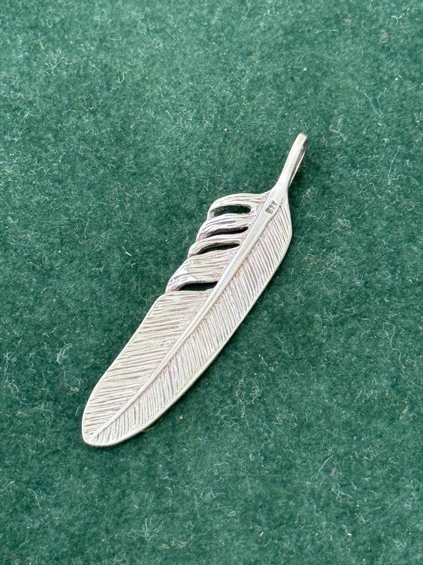 Sterling Silver Feather Pendant Necklace Charm 925