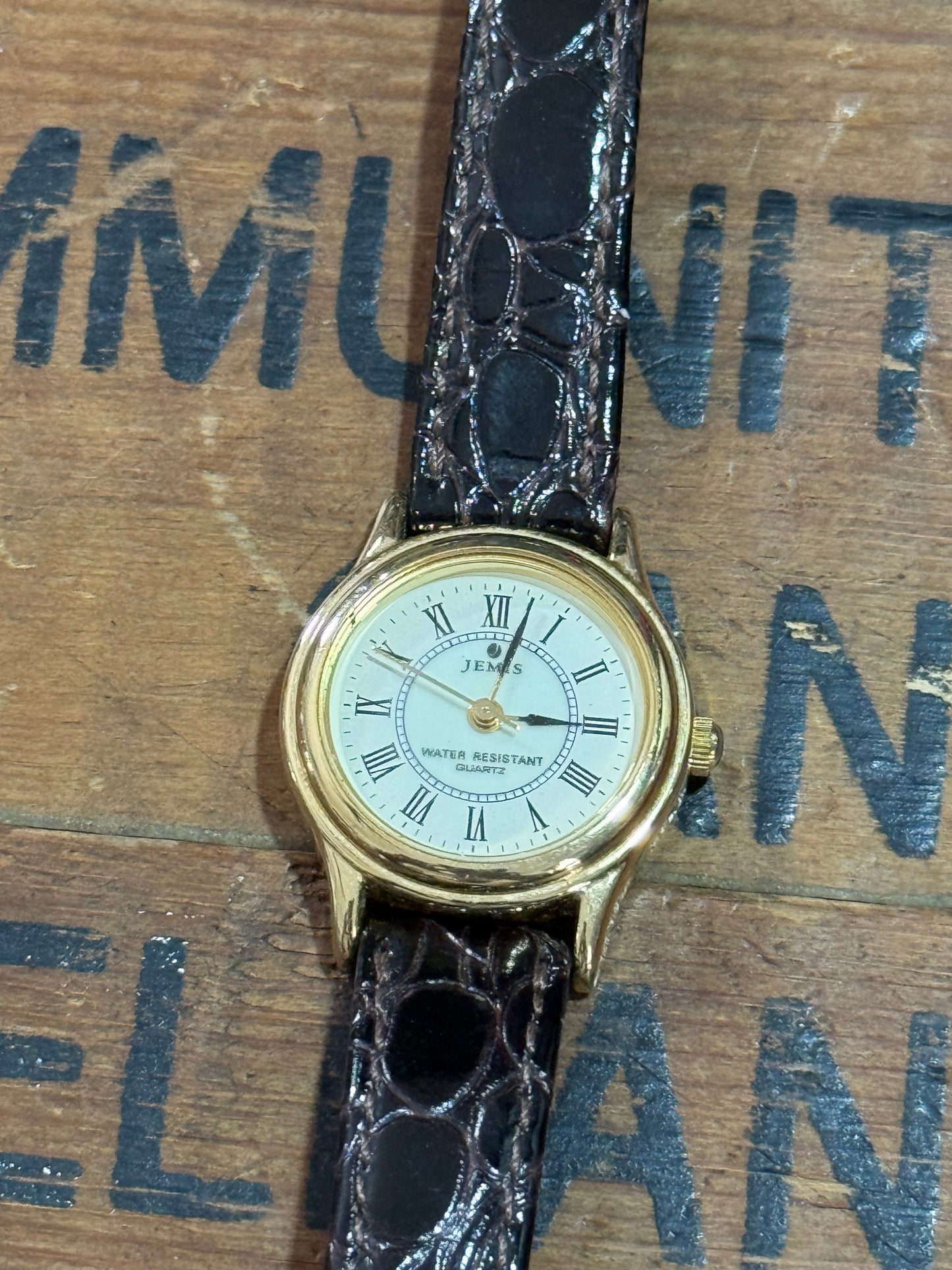 Vintage 1990s Seiko Jemis Women Quartz Watch Gold Tone Roman Dial Classic Dress Watch