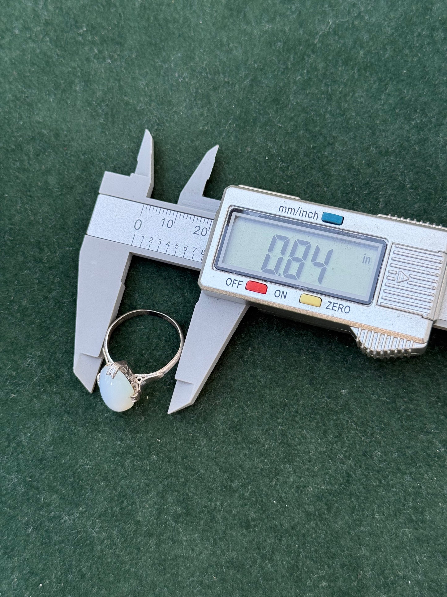 Vintage Sterling Silver Ring with Marquise Moonstone / Opalite Cabochon