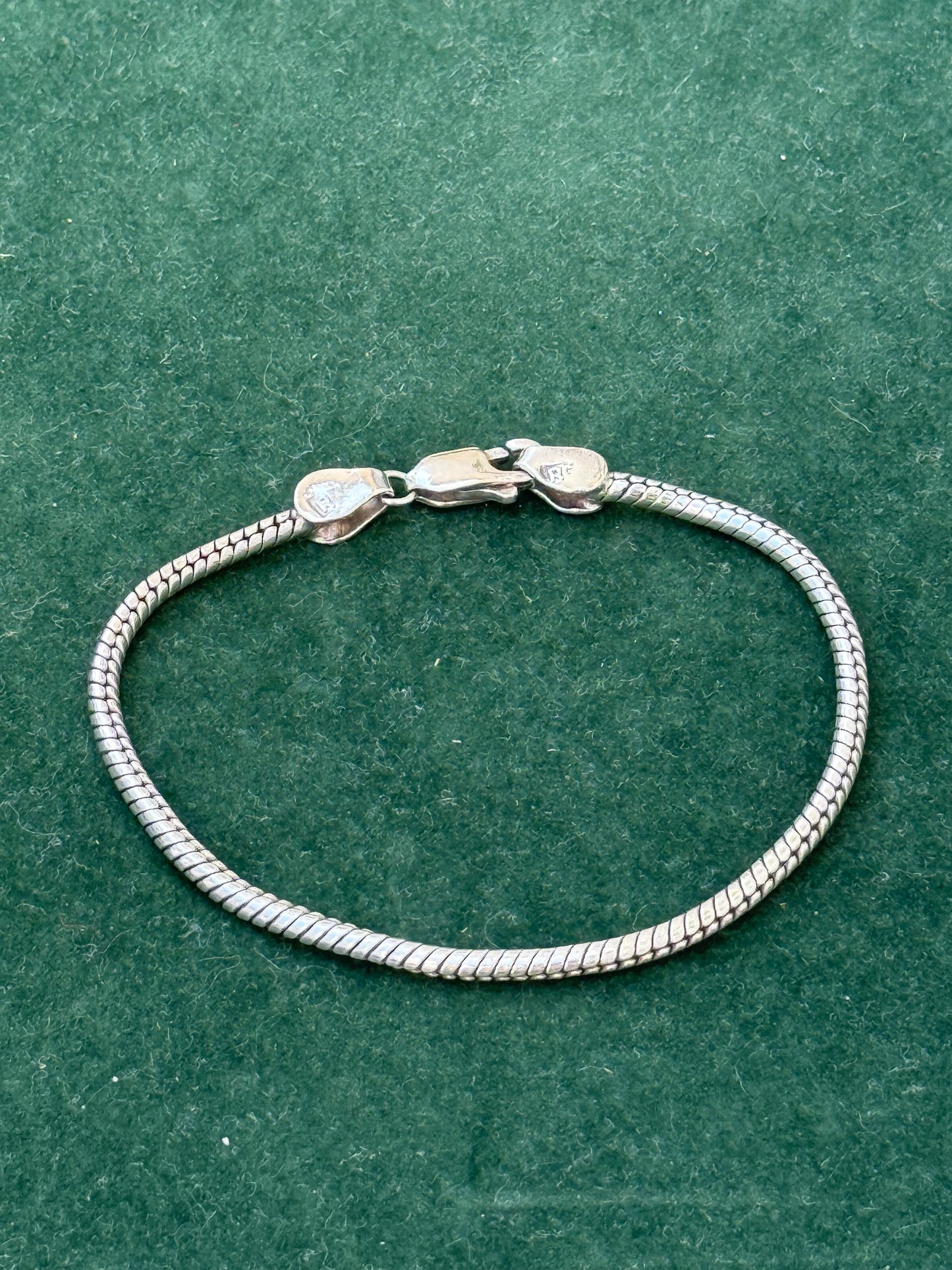 Vintage Sterling Silver Snake Chain Bracelet with Lobster Clasp