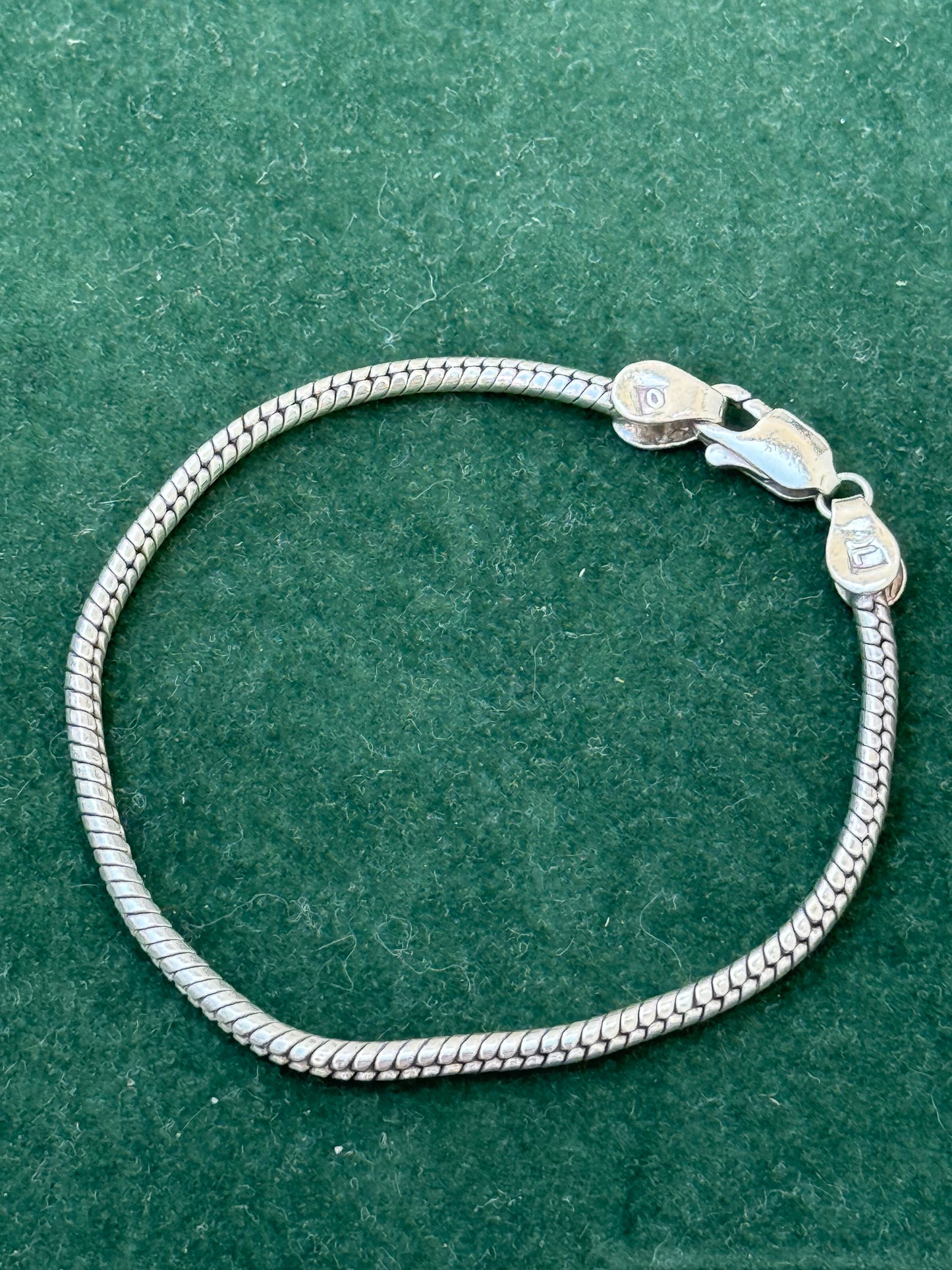 Vintage Sterling Silver Snake Chain Bracelet with Lobster Clasp