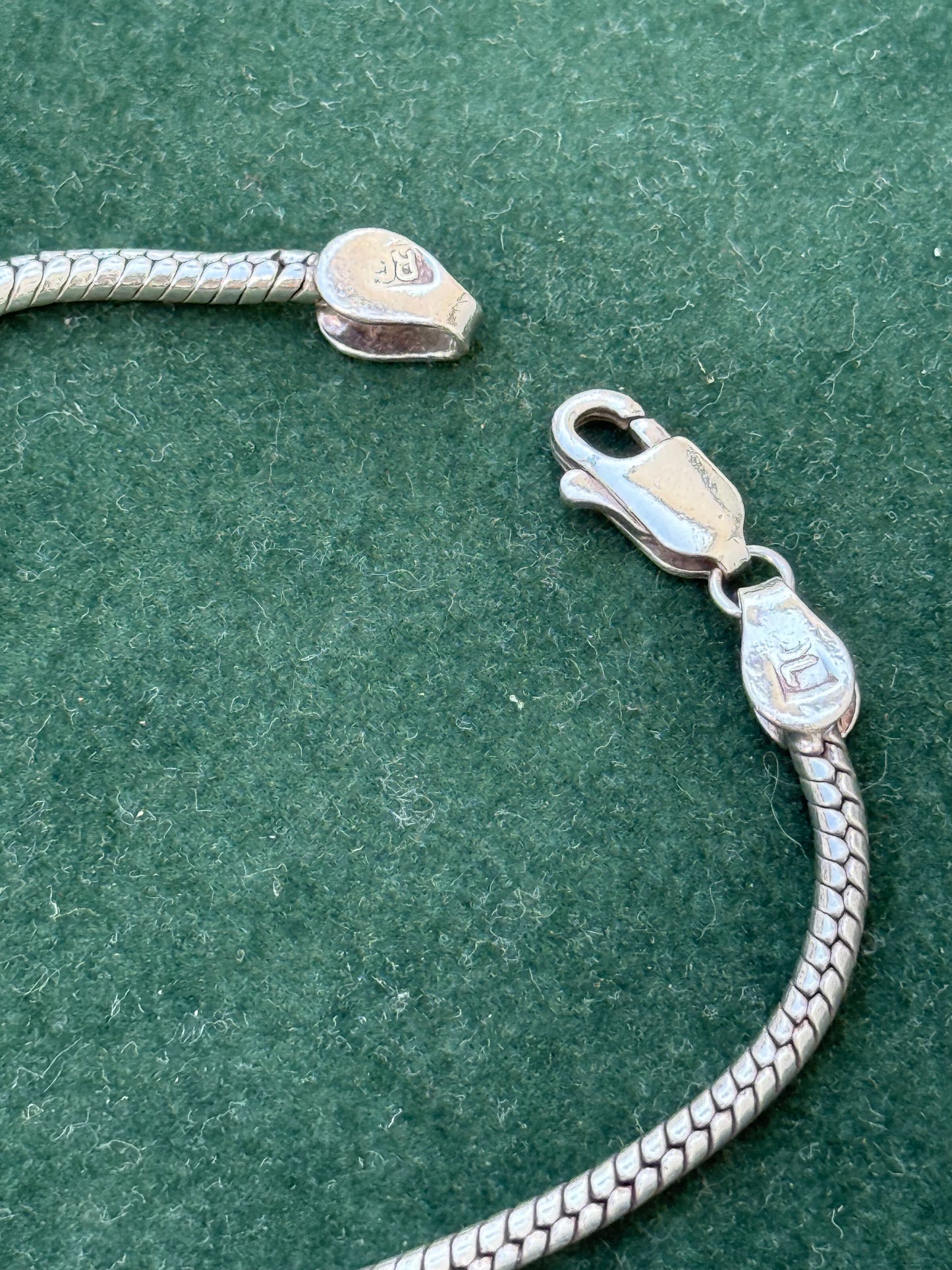 Vintage Sterling Silver Snake Chain Bracelet with Lobster Clasp