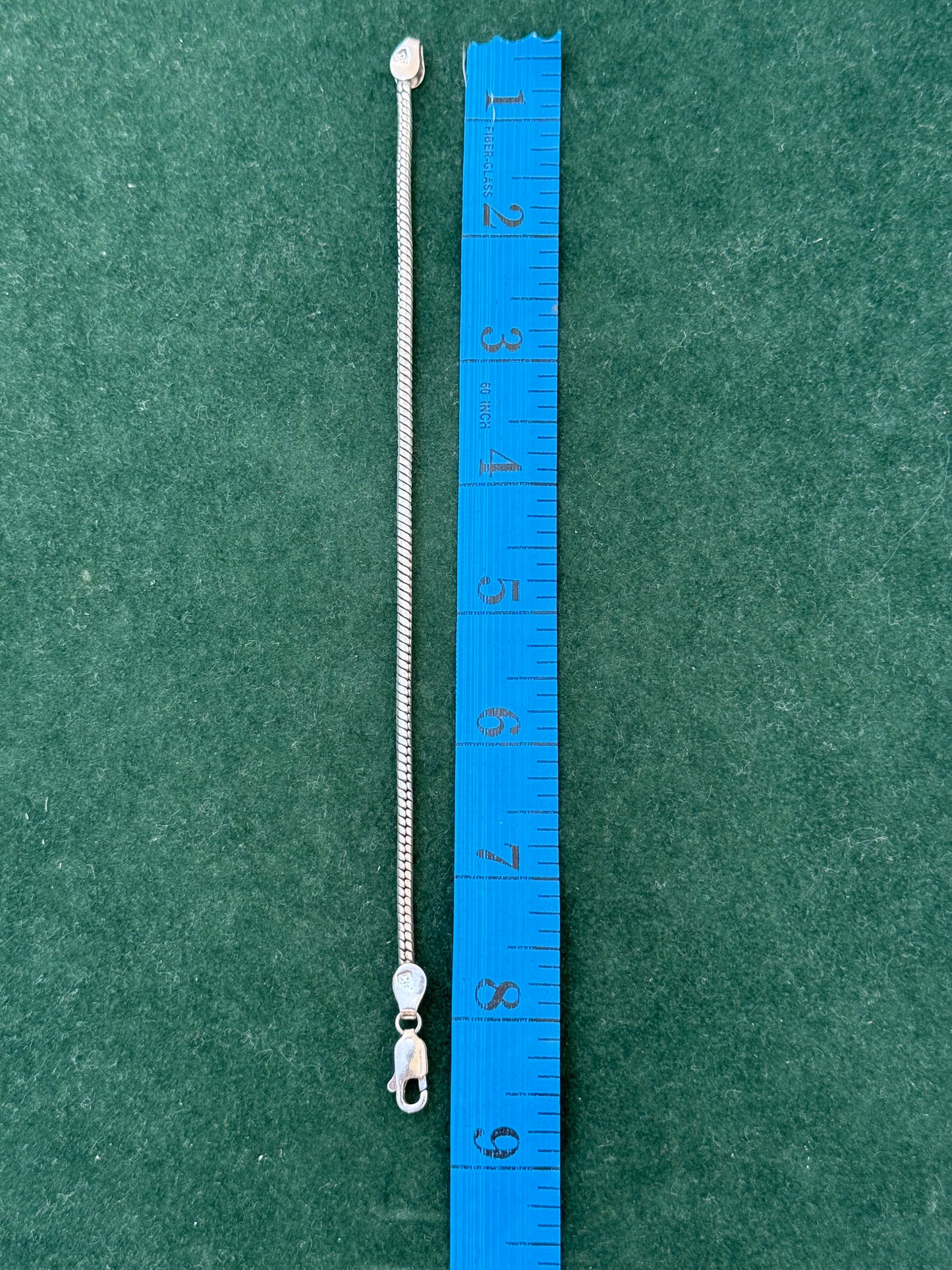 Vintage Sterling Silver Snake Chain Bracelet with Lobster Clasp