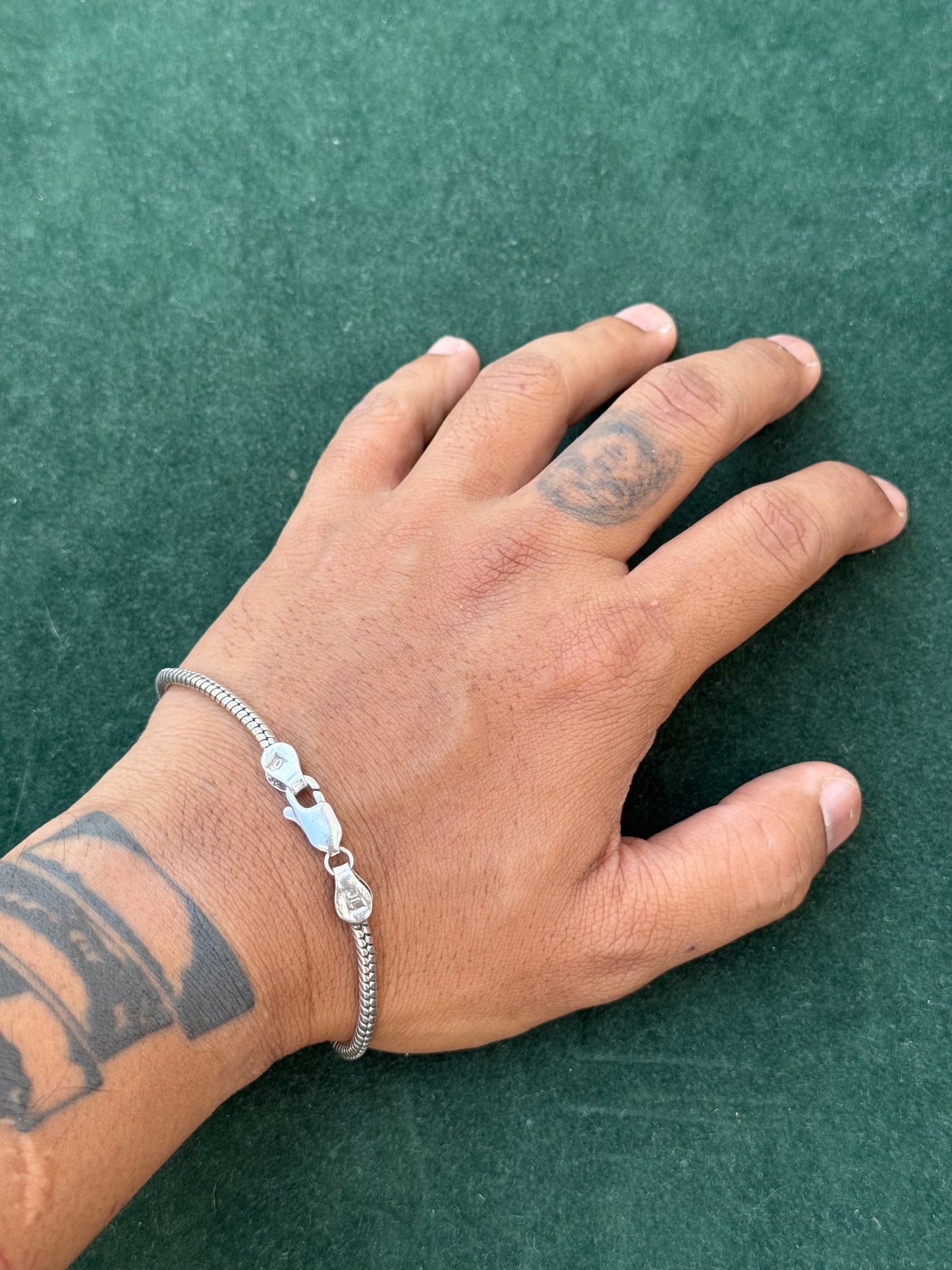 Vintage Sterling Silver Snake Chain Bracelet with Lobster Clasp