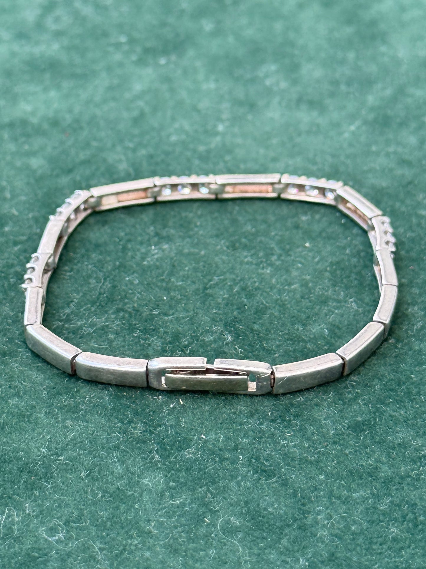 Vintage Silver Misty Rhinestone Link Bracelet
