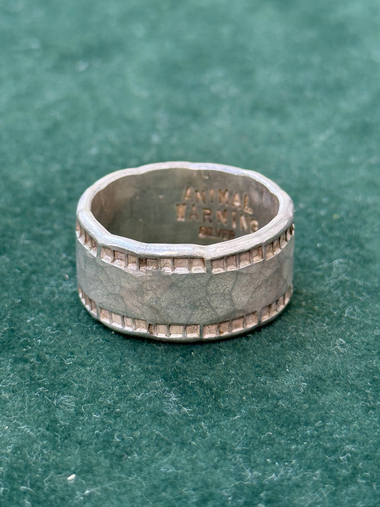 Animal Warning Japan Wide Sterling Silver Band Ring – Textured Design