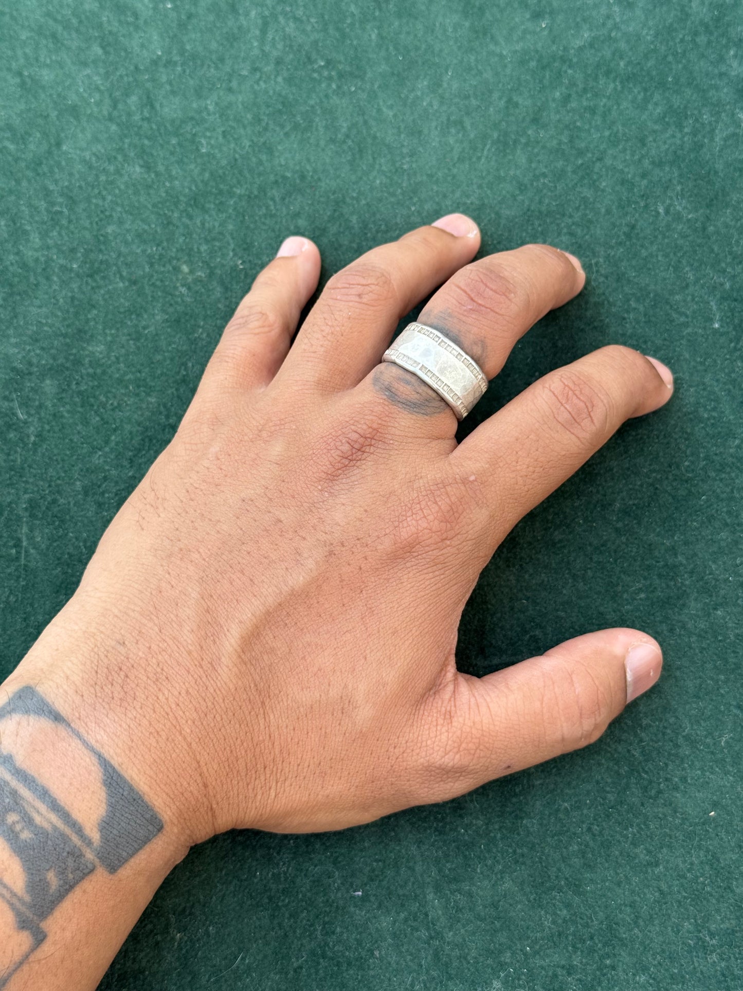 Animal Warning Japan Wide Sterling Silver Band Ring – Textured Design