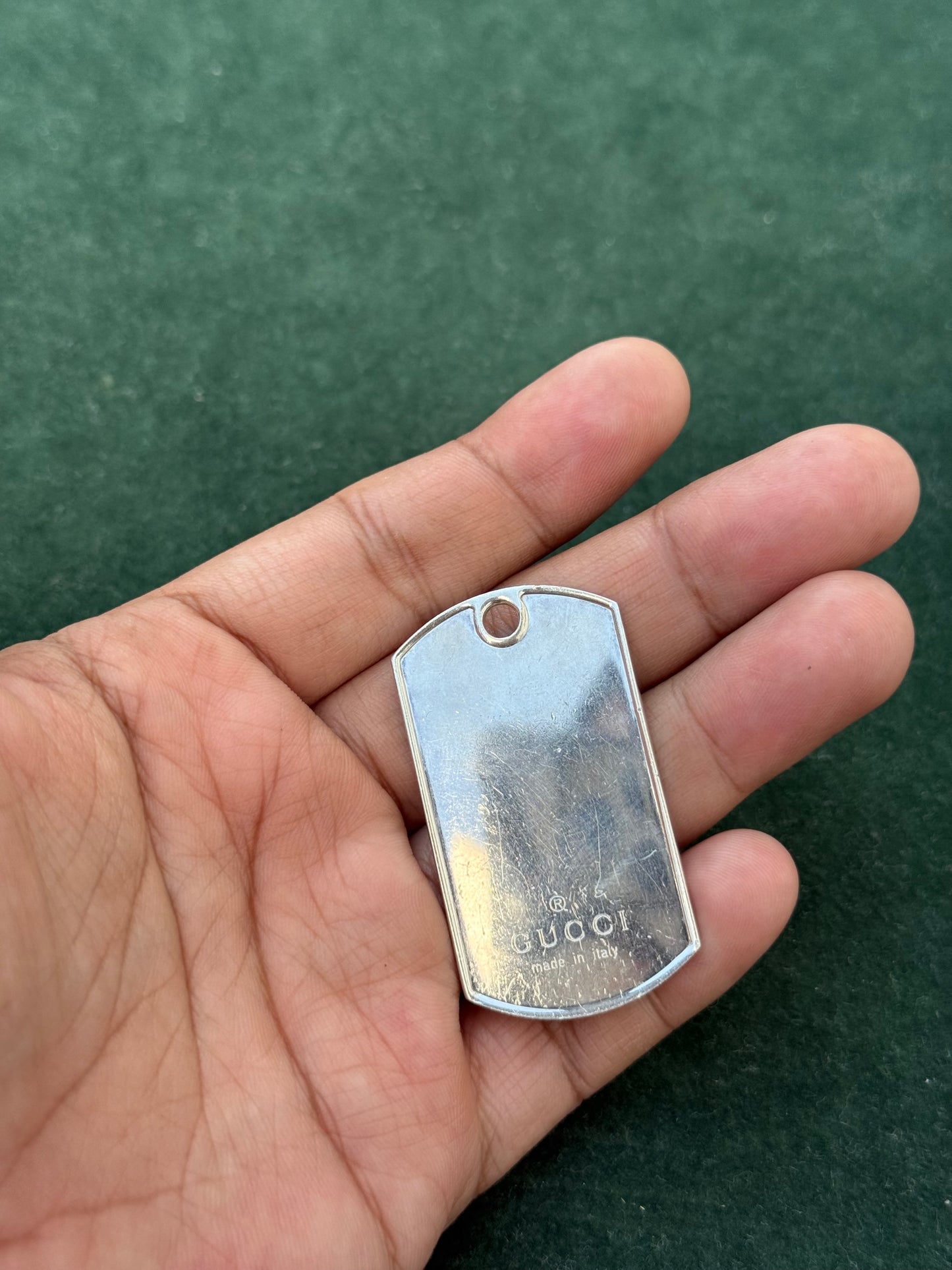 Gucci Sterling Silver Dog Tag Pendant – Made in Italy