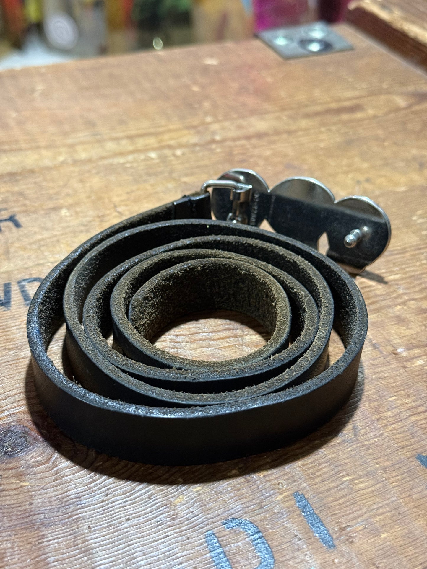 Triple Skull Buckle Leather Belt