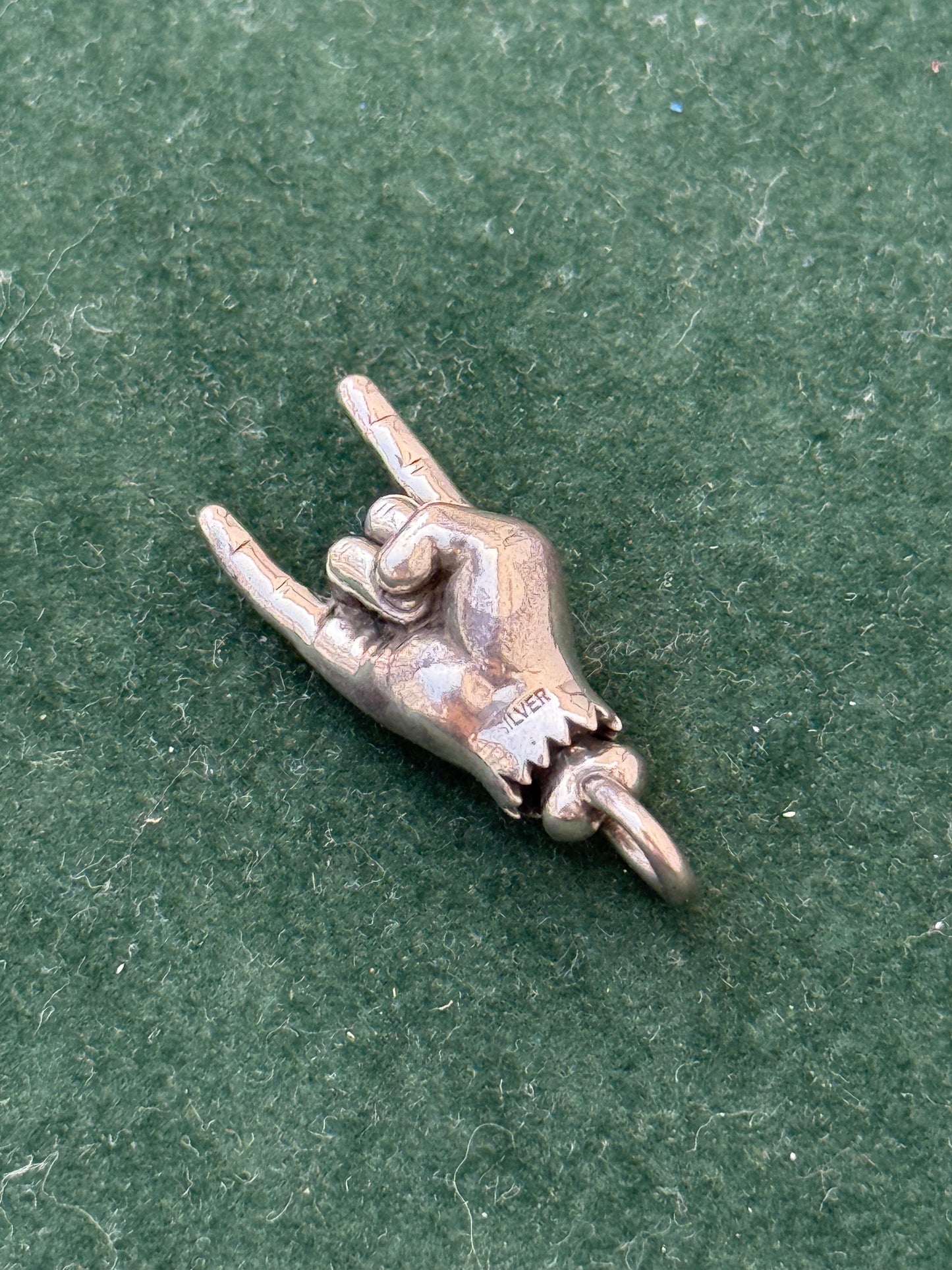 Sterling Silver “Devil Horns” Hand Pendant with Ruby Stone Eye