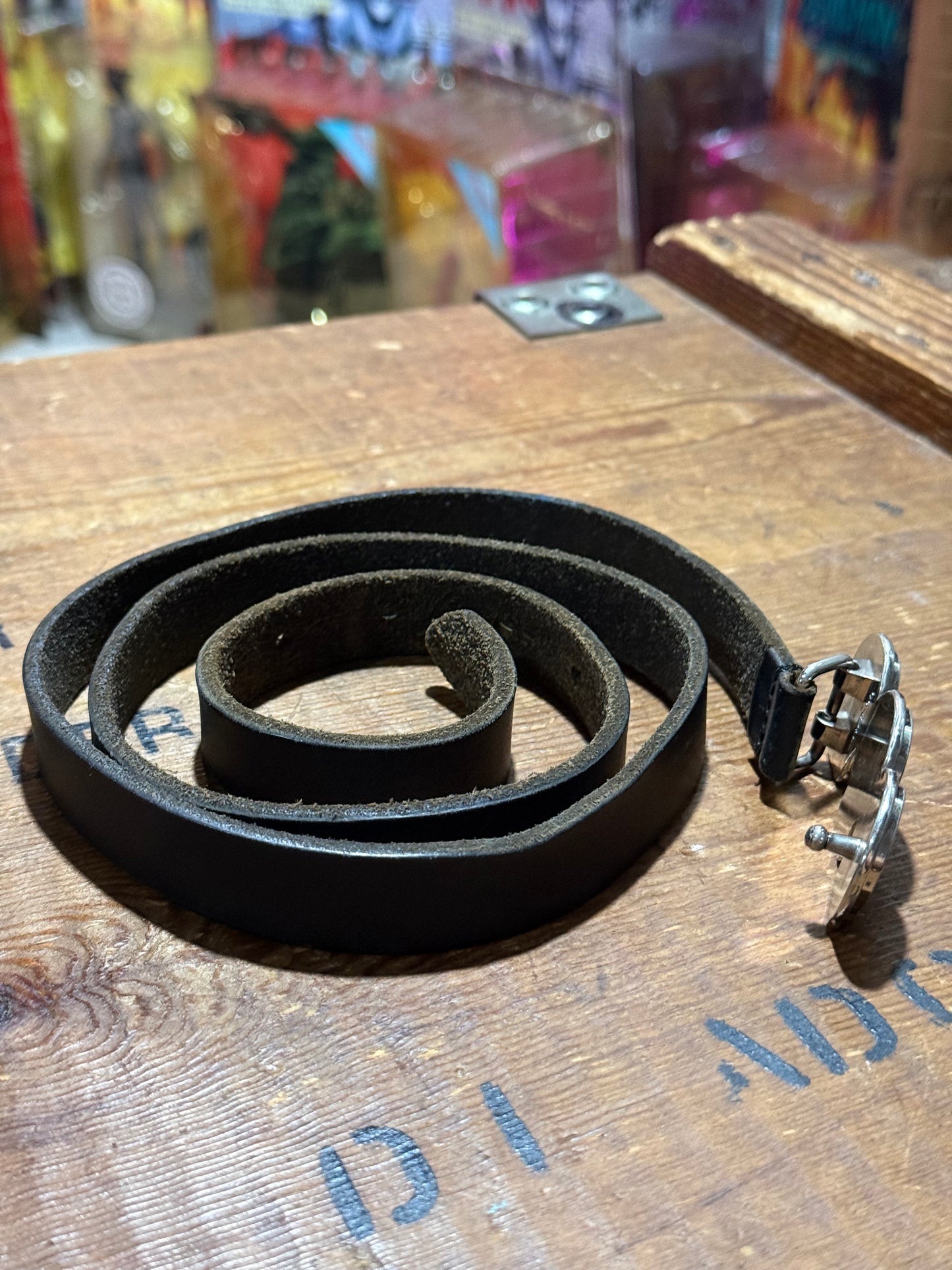 Triple Skull Buckle Leather Belt