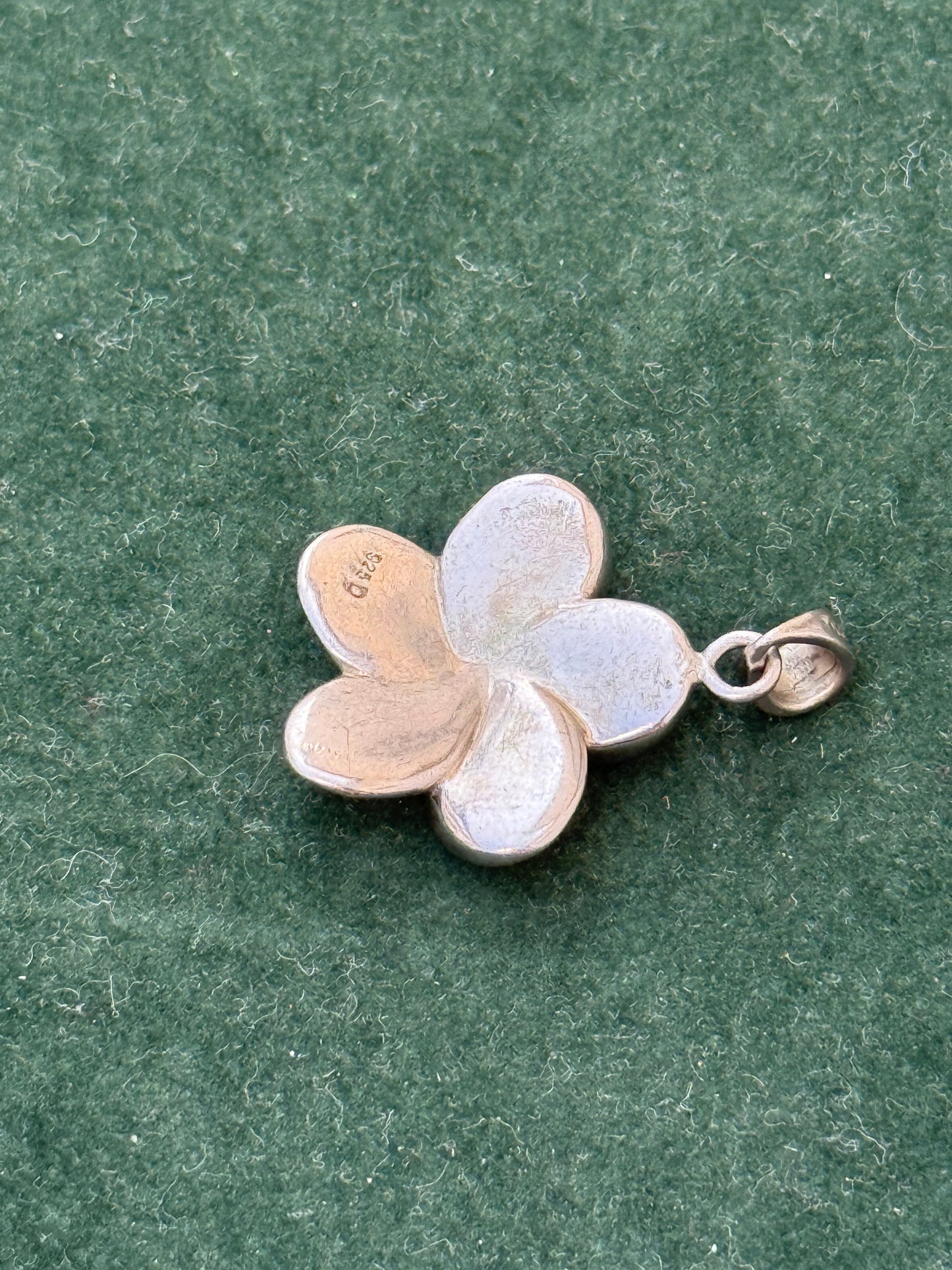 Sterling Silver Opal Inlay Flower Pendant – Five Petal Design