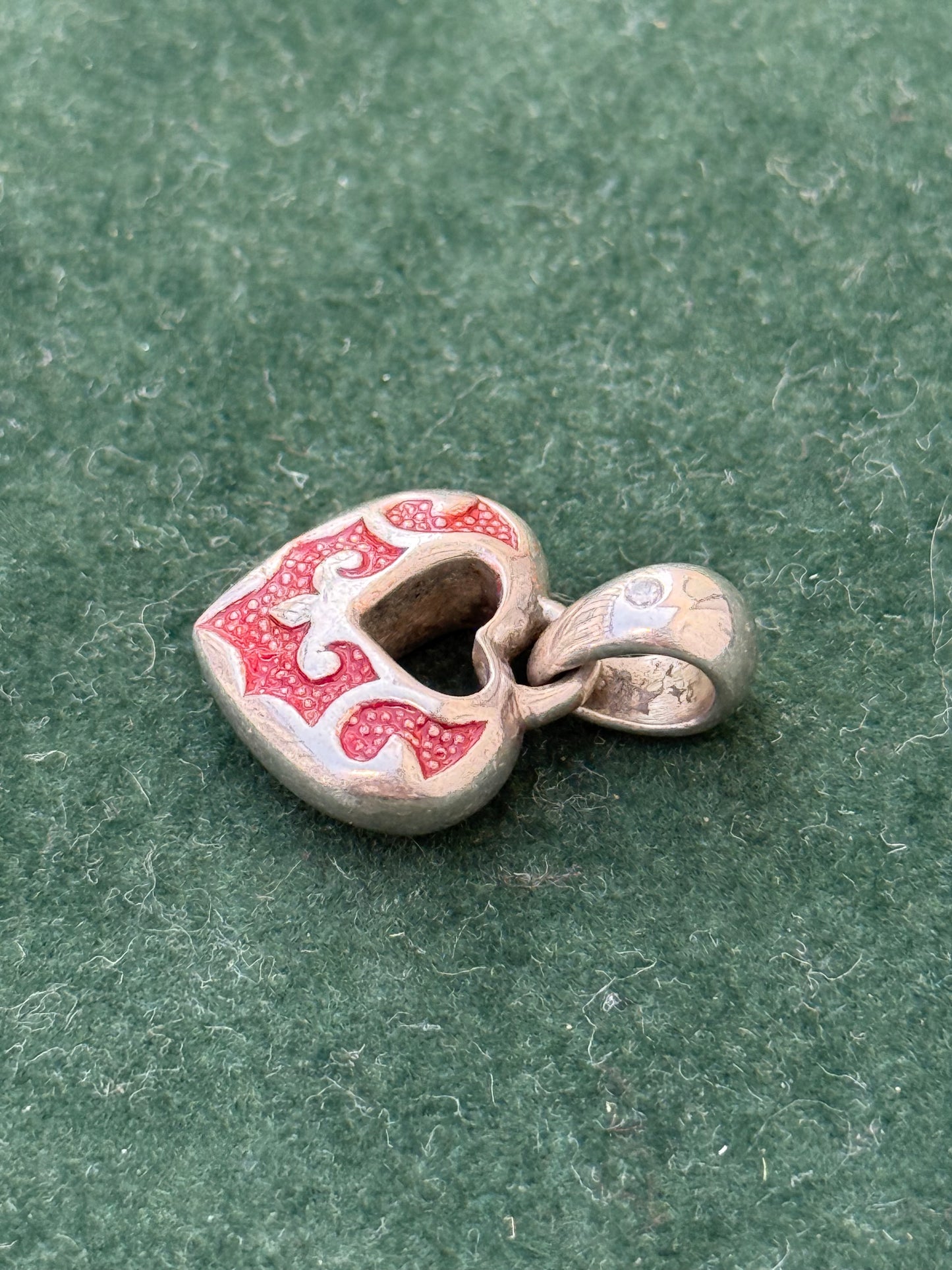 Sterling Silver Red Enamel Heart Pendant – Open Heart Design