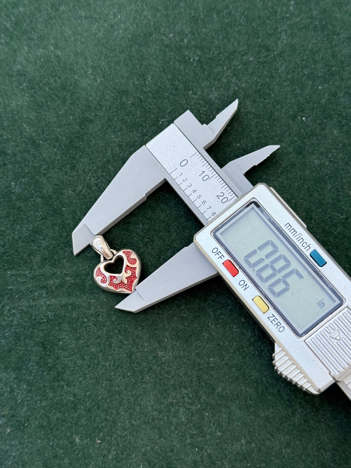 Sterling Silver Red Enamel Heart Pendant – Open Heart Design