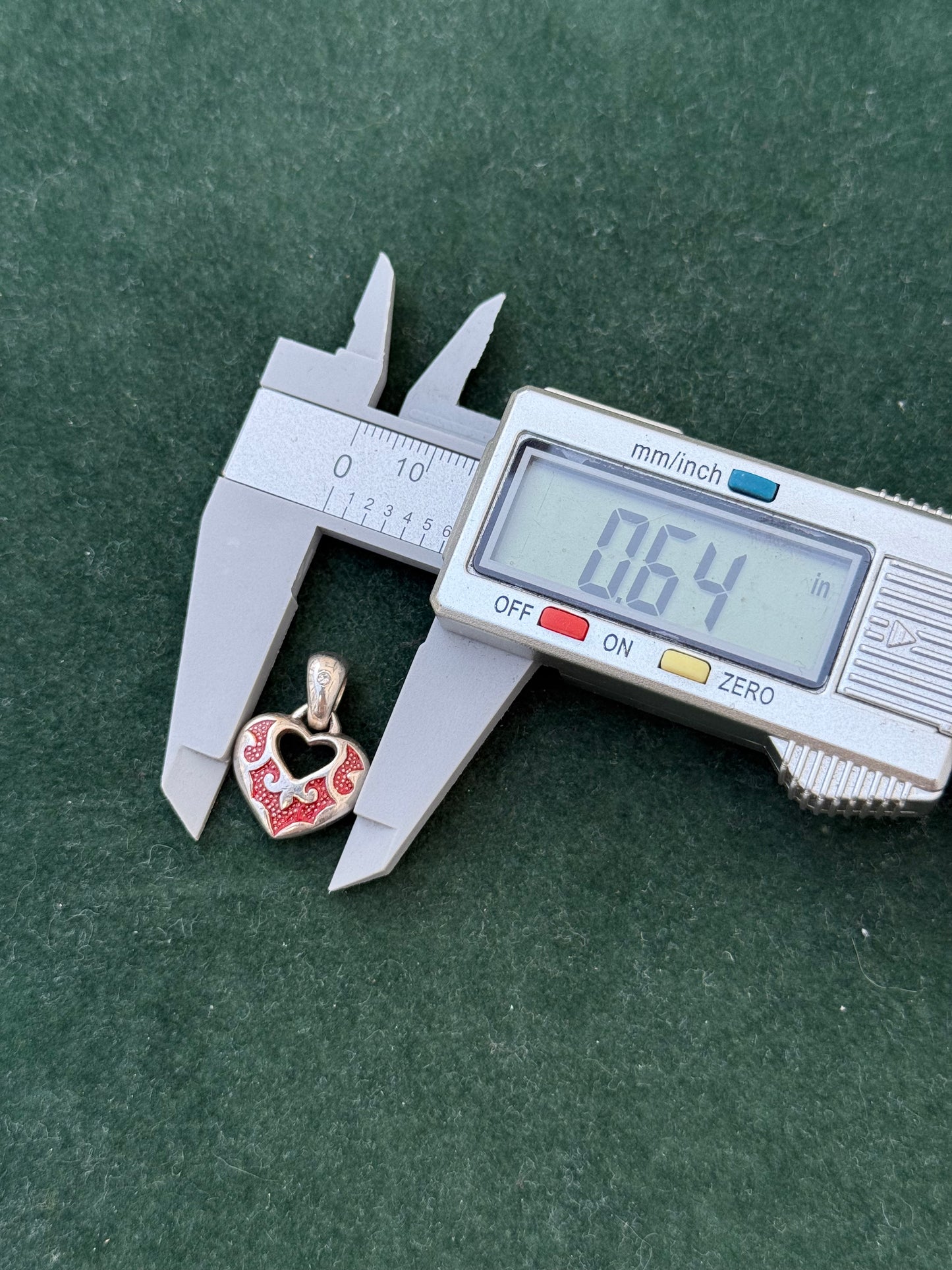 Sterling Silver Red Enamel Heart Pendant – Open Heart Design