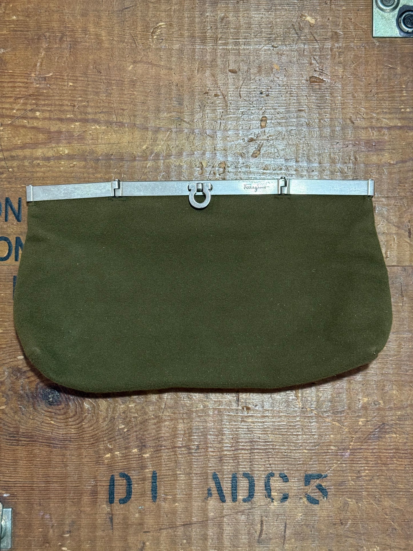 Vintage Salvatore Ferragamo Gancini Frame Clutch Bag Italy