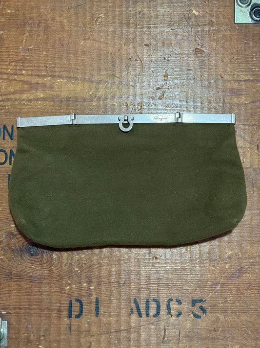 Vintage Salvatore Ferragamo Gancini Frame Clutch Bag Italy